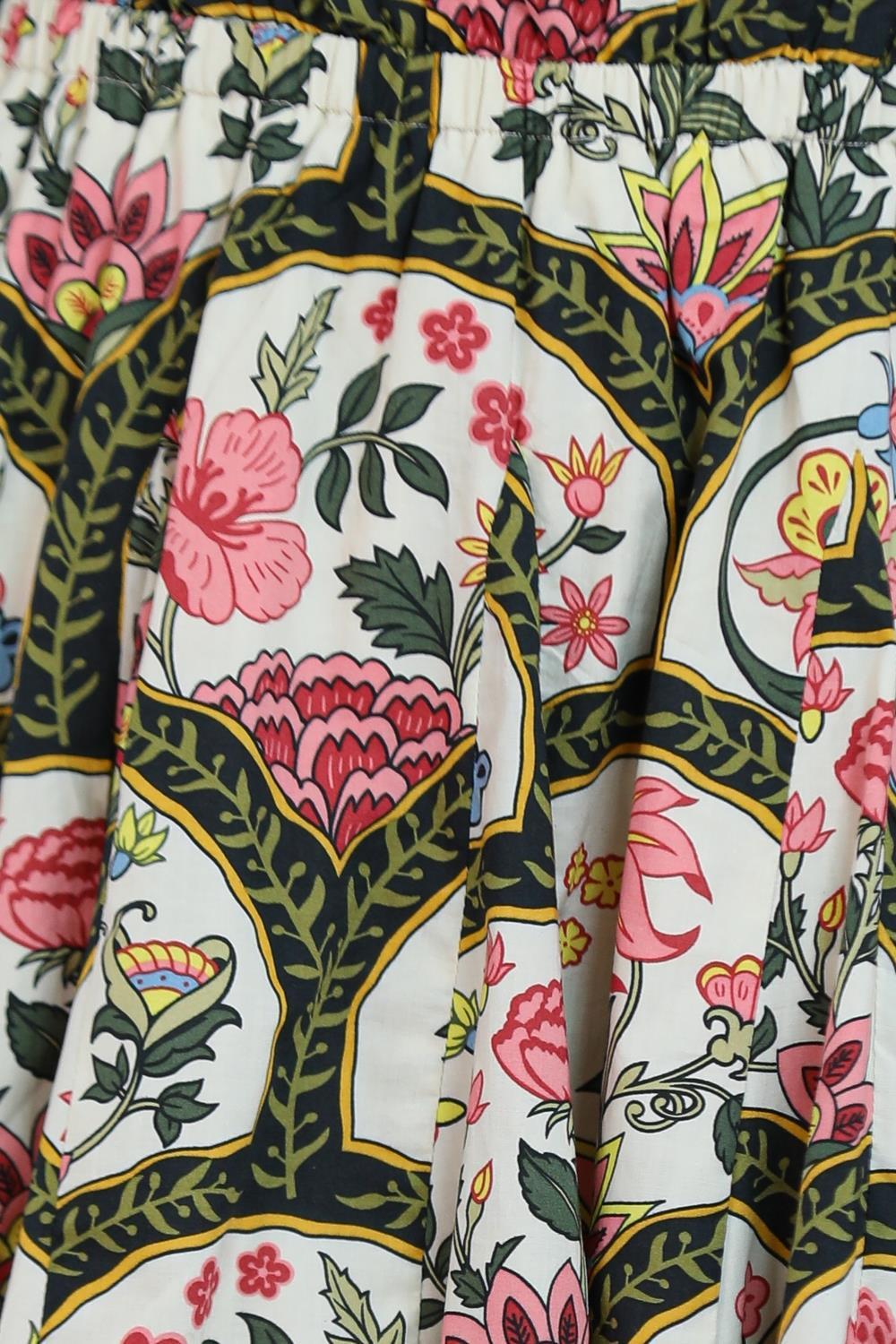 1990S Christian Lacroix Pink & Multicolor Floral Cotton Dress With Lace Up Back 2