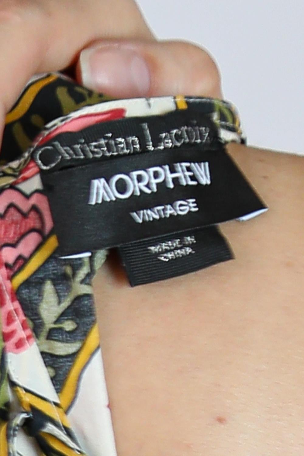 1990S Christian Lacroix Pink & Multicolor Floral Cotton Dress With Lace Up Back 3