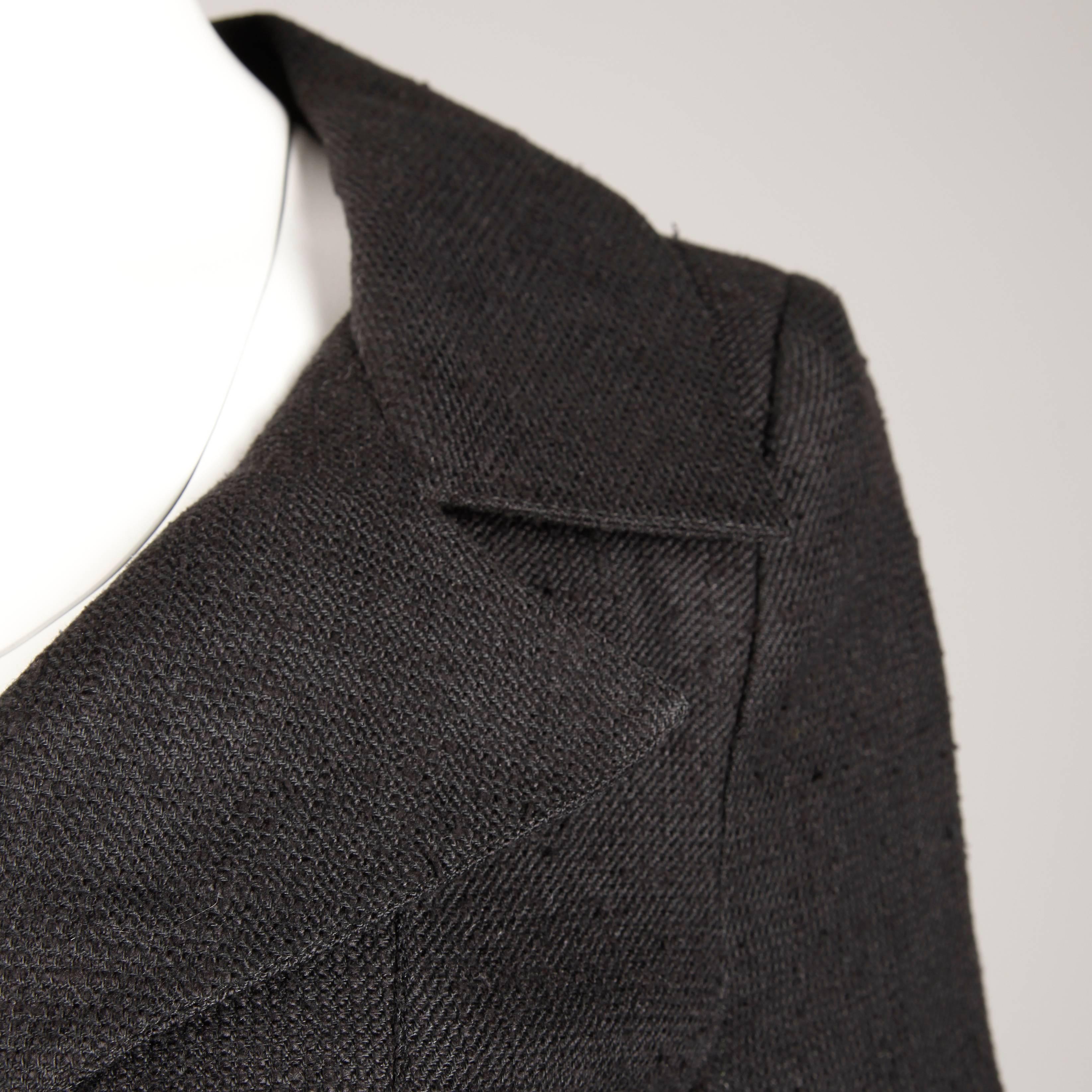 Años 90 Christian Lacroix Pret a Porter Vintage Chaqueta blazer de lino y seda negra en venta 2