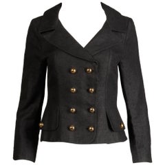 1990s Christian Lacroix Pret-a-Porter Vintage Black Silk Linen Blazer Jacket