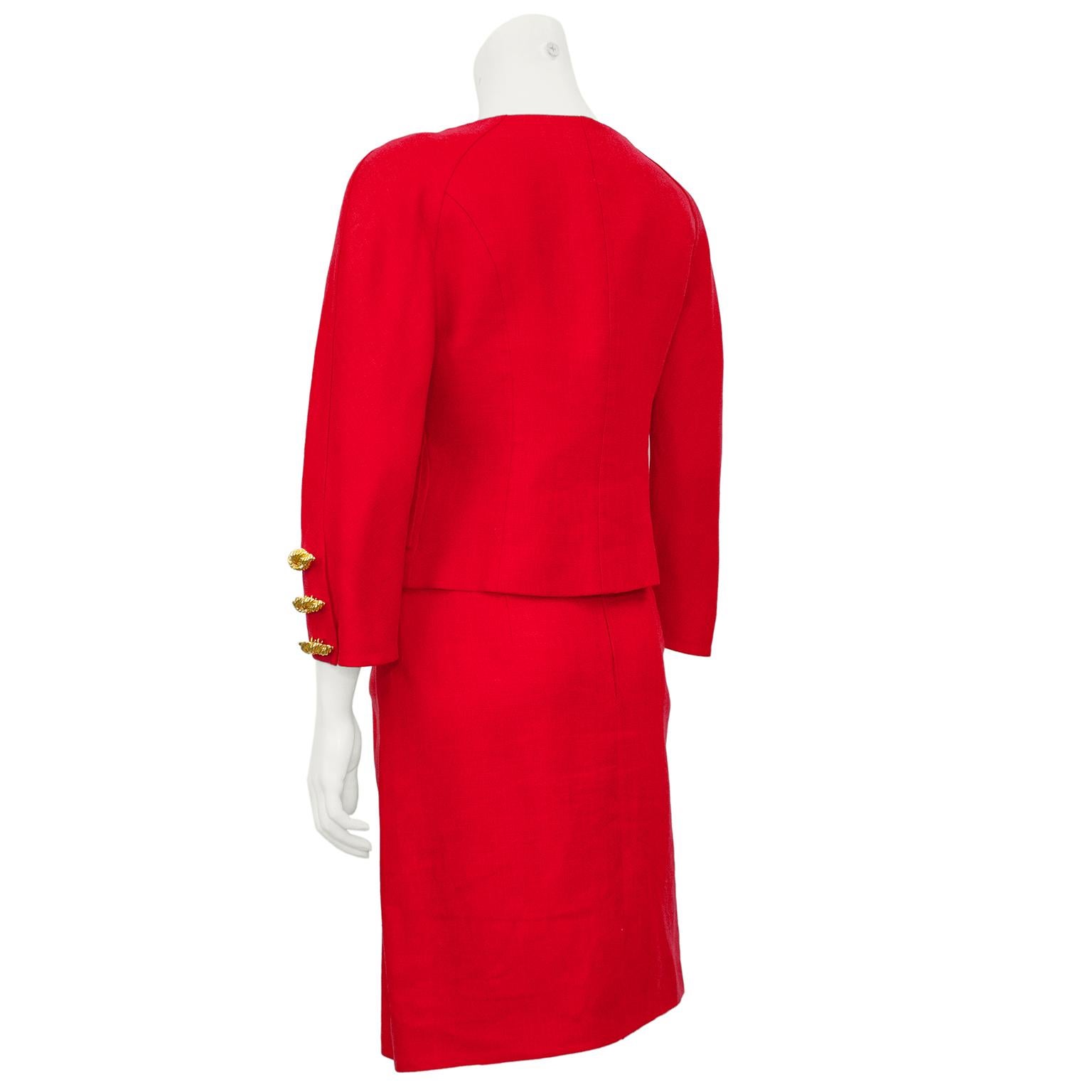 1990s Christian Lacroix Raspberry Linen Skirt Suit  In Good Condition For Sale In Toronto, Ontario