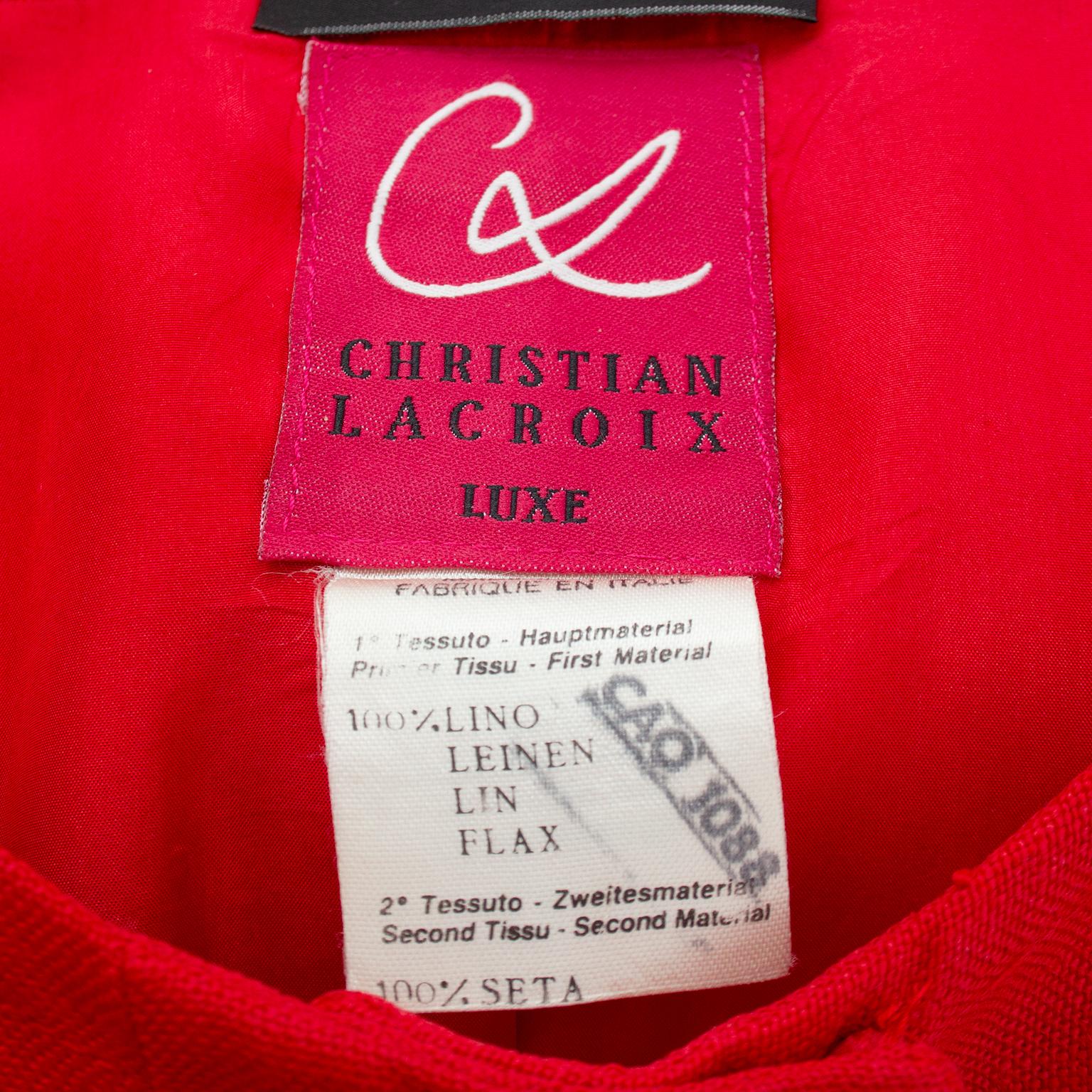1990s Christian Lacroix Raspberry Linen Skirt Suit  For Sale 2