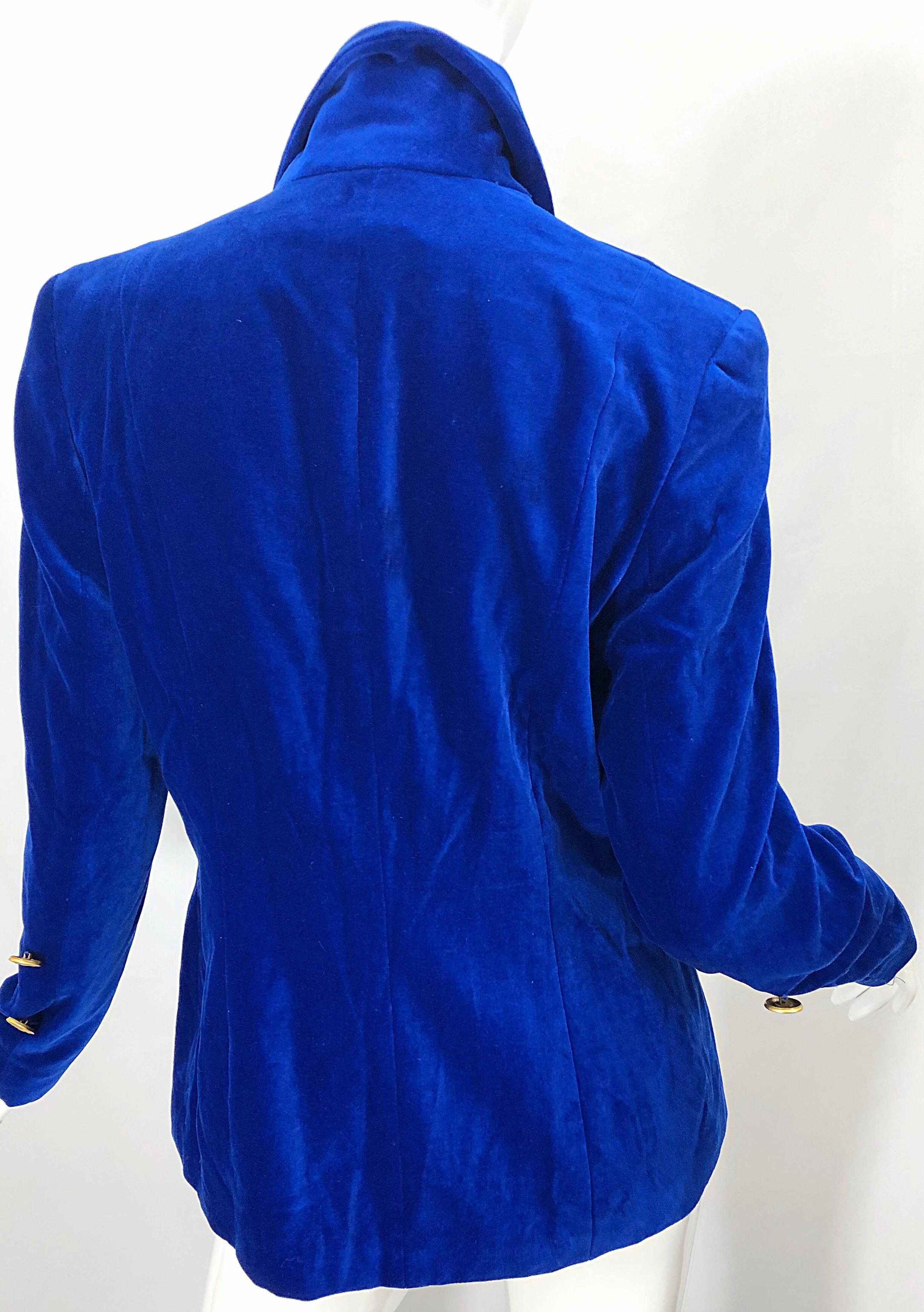 1990s Christian Lacroix Royal Cerulean Blue Velvet Vintage 90s Blazer Jacket 40 For Sale 5