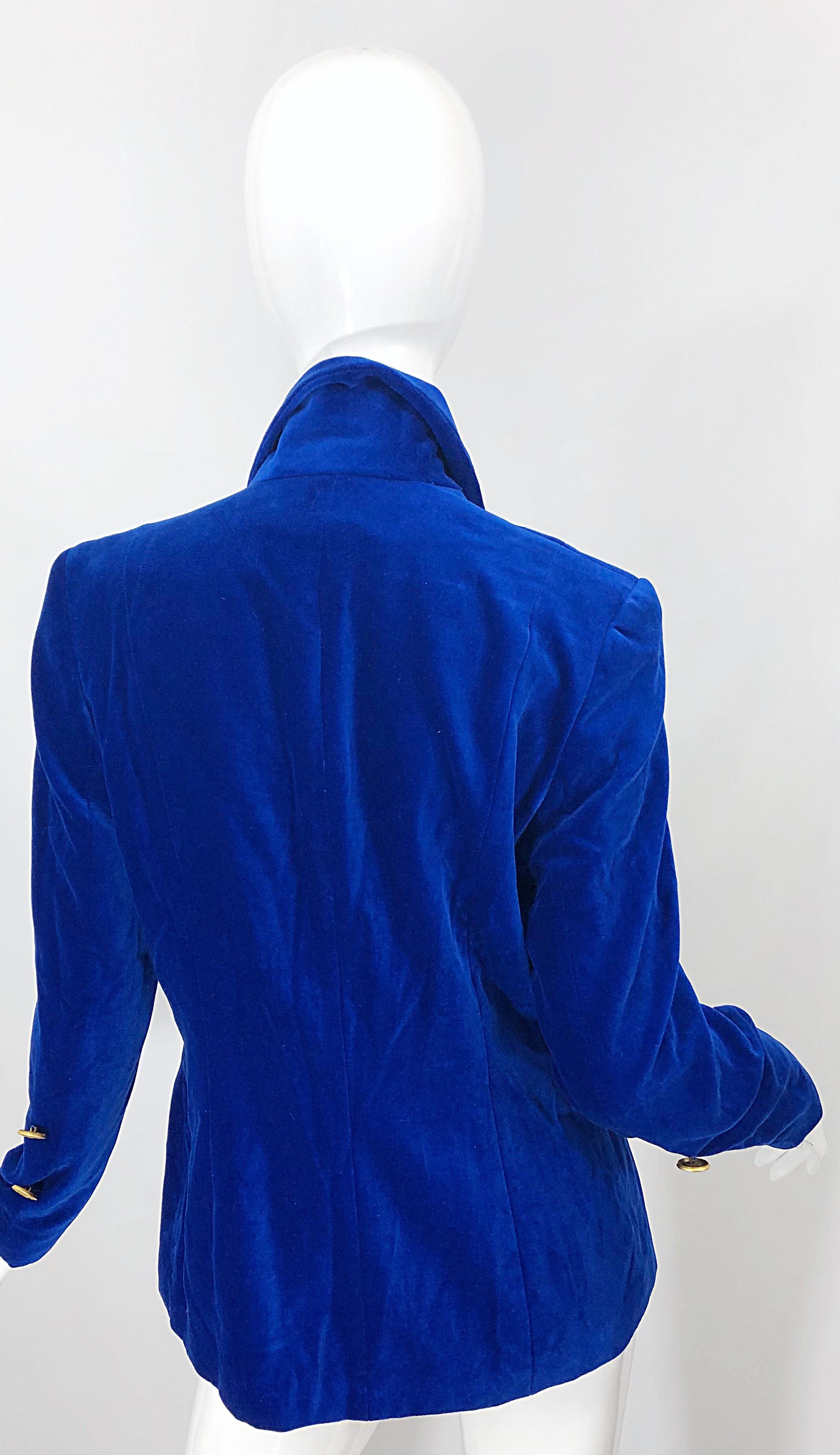 1990er Christian Lacroix Royal Cerulean Blauer Samt Vintage 90er Blazer Jacke 40 im Angebot 1