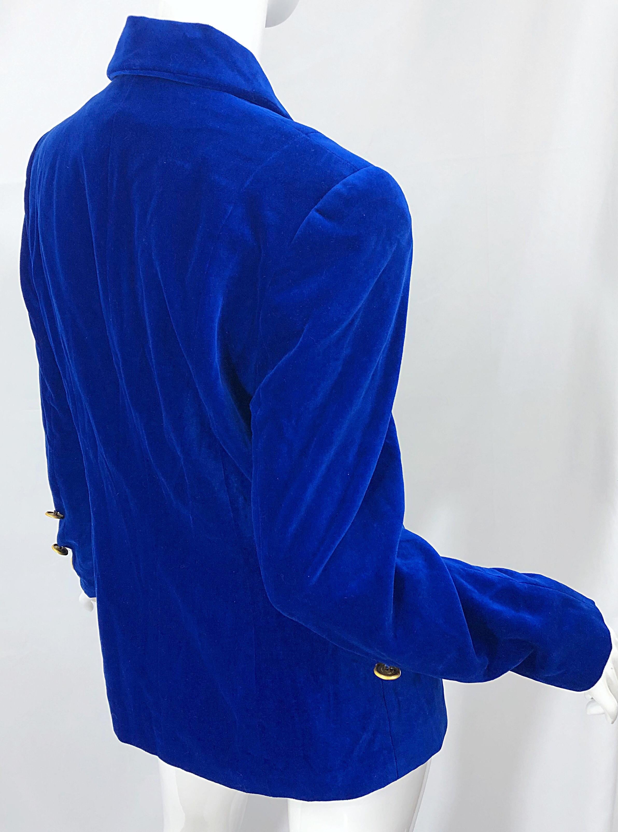 1990er Christian Lacroix Royal Cerulean Blauer Samt Vintage 90er Blazer Jacke 40 im Angebot 4