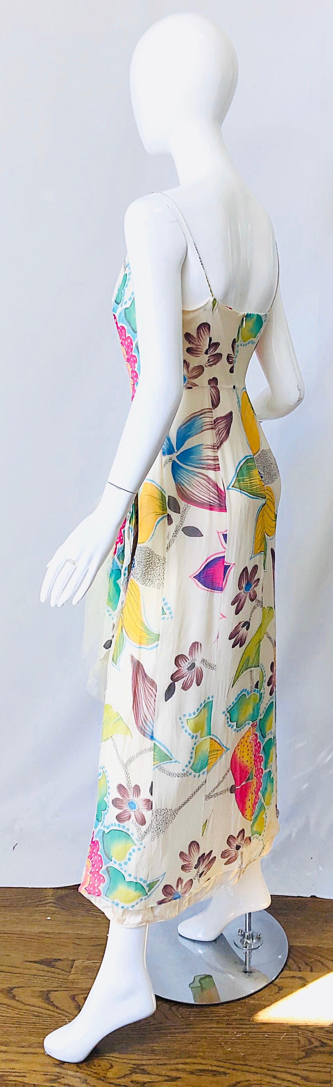 1990s Christian Lacroix Silk Chiffon + Chantilly Lace Ruffle Vintage 90s Gown 4