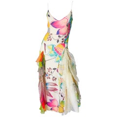 1990s Christian Lacroix Silk Chiffon + Chantilly Lace Ruffle Vintage 90s Gown