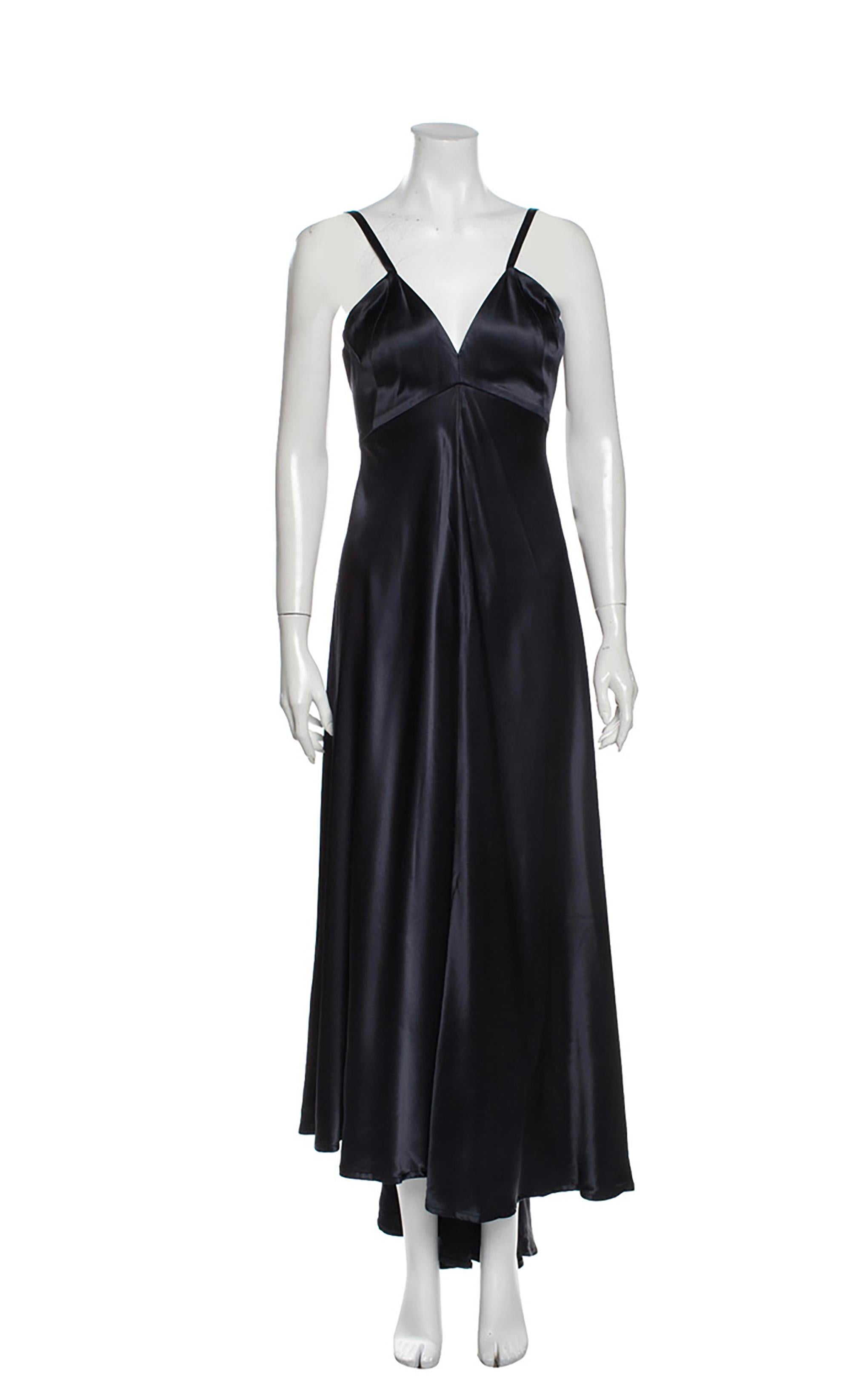 Women's 1990s Christian Lacroix Silk Lacing Gown Navy Blue