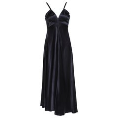 1990s Christian Lacroix Silk Lacing Gown Navy Blue