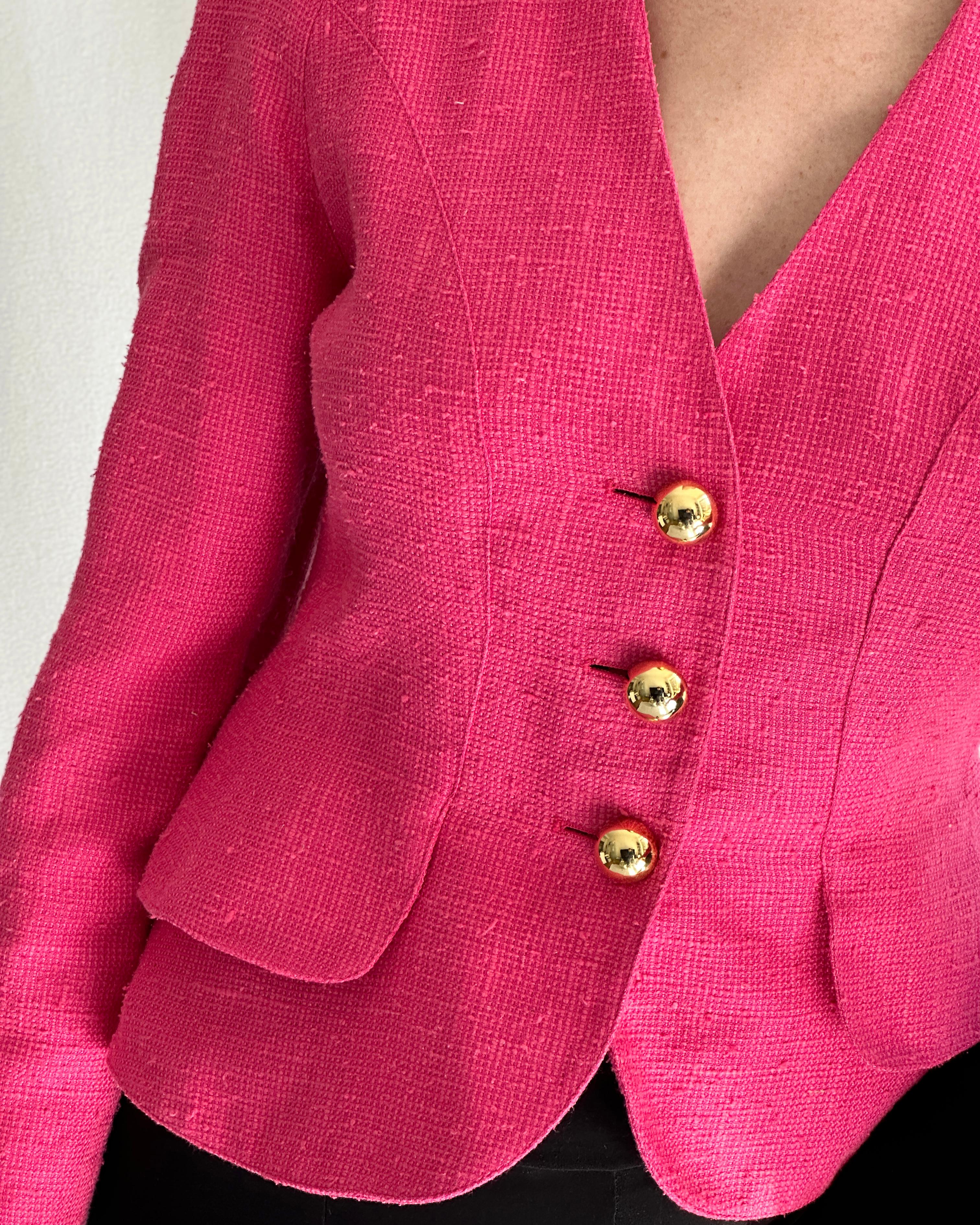 1990s Christian Lacroix Silk Linen Jacket For Sale 4