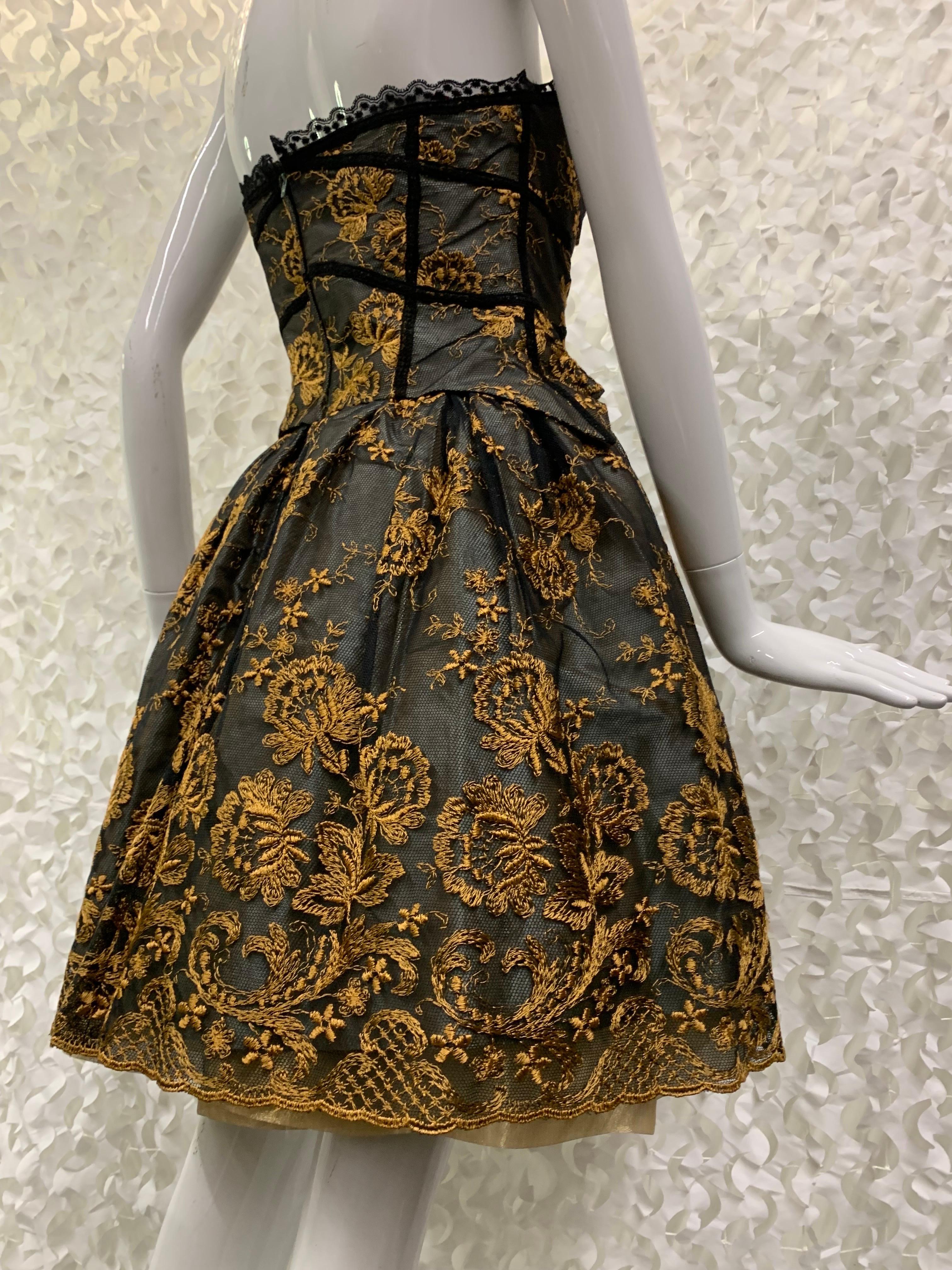 1990s Christian LaCroix Strapless Merry Widow Dress w Pouf Skirt in Black Lace For Sale 6