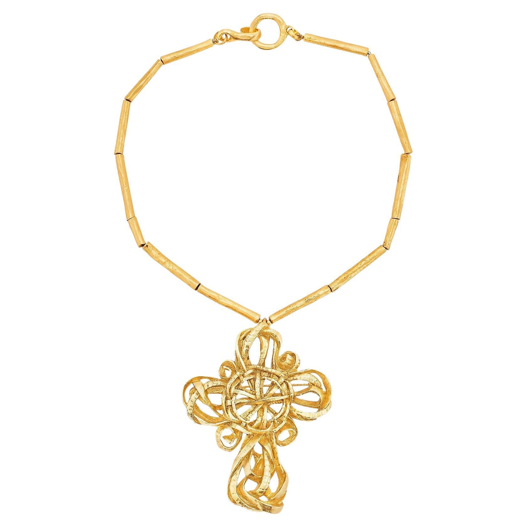 Collana con croce stilizzata Christian Lacroix degli anni 
90