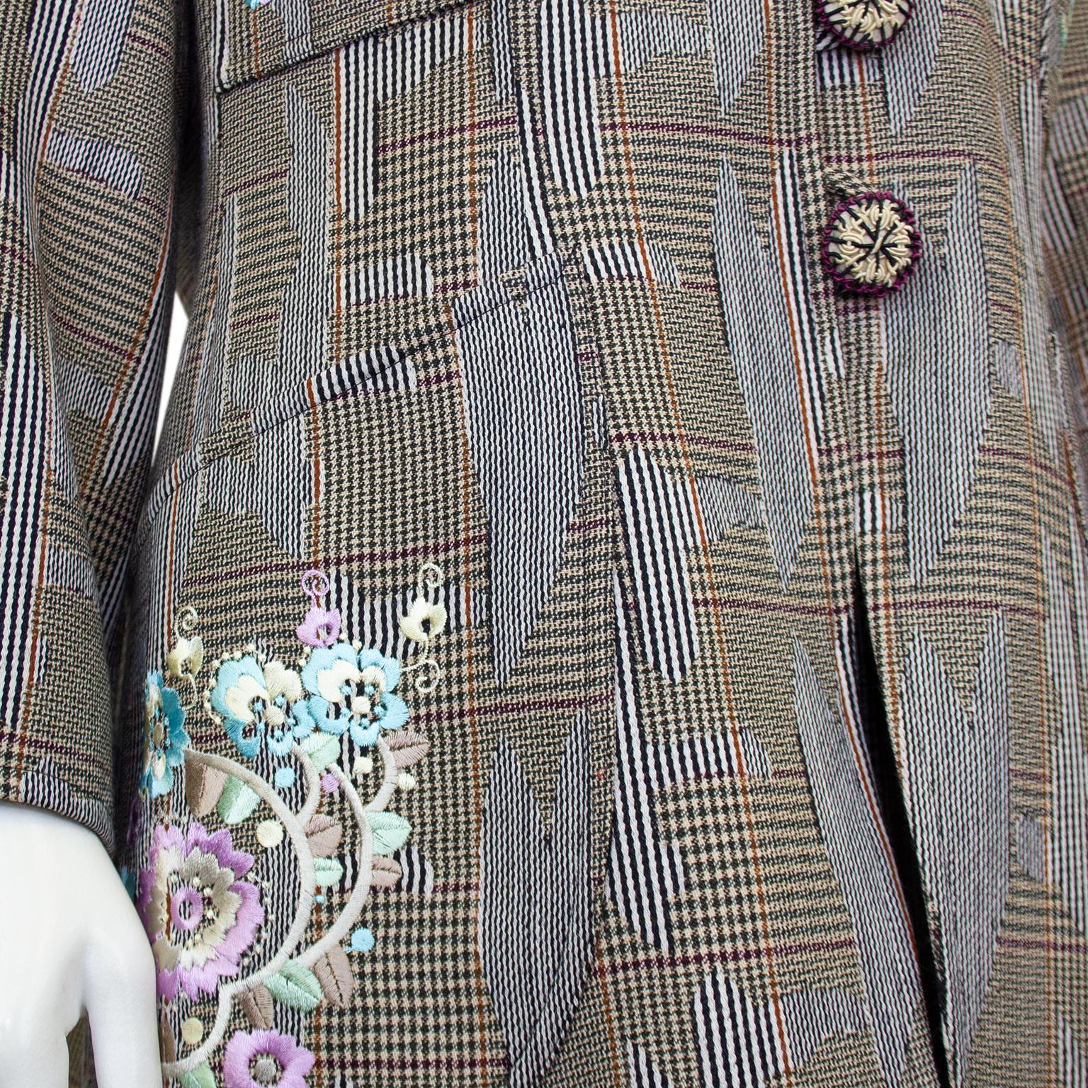Women's 1990s Christian Lacroix Tweed Suit With Embroidery For Sale