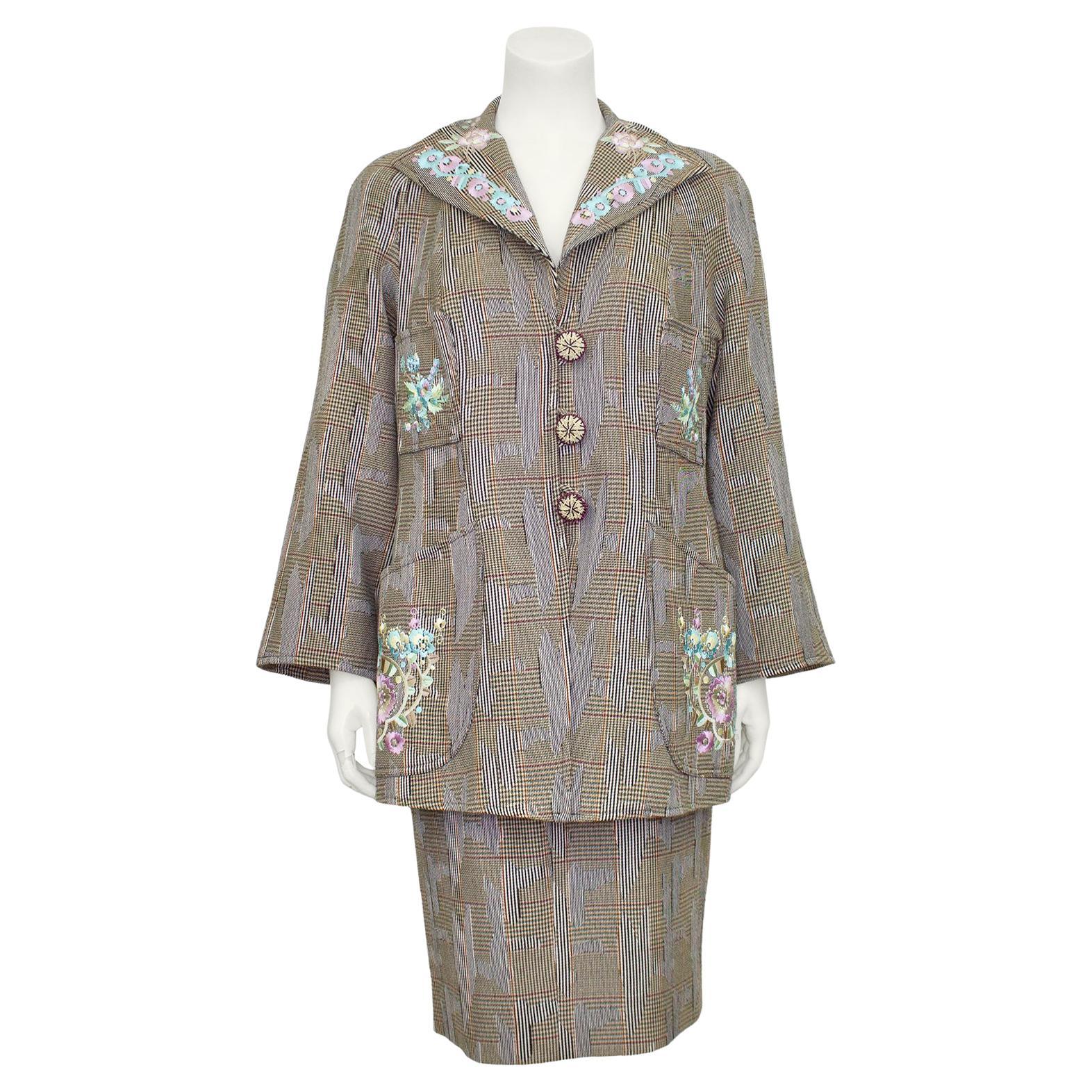 1990s Christian Lacroix Tweed Suit With Embroidery