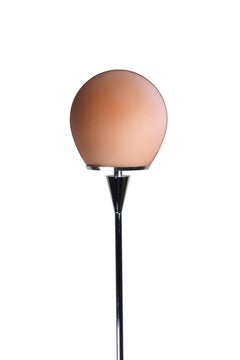 1990s Chrome and Pink Glass Floor Lamp