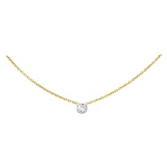 Vintage 1990s Classic 0.35 Carat Diamond 14 Karat Two-Tone Gold by the Yard Necklace
