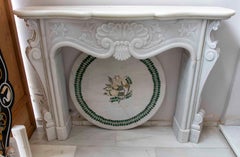 1990s Classic Carved White Marble Fireplace – French Decorative Style