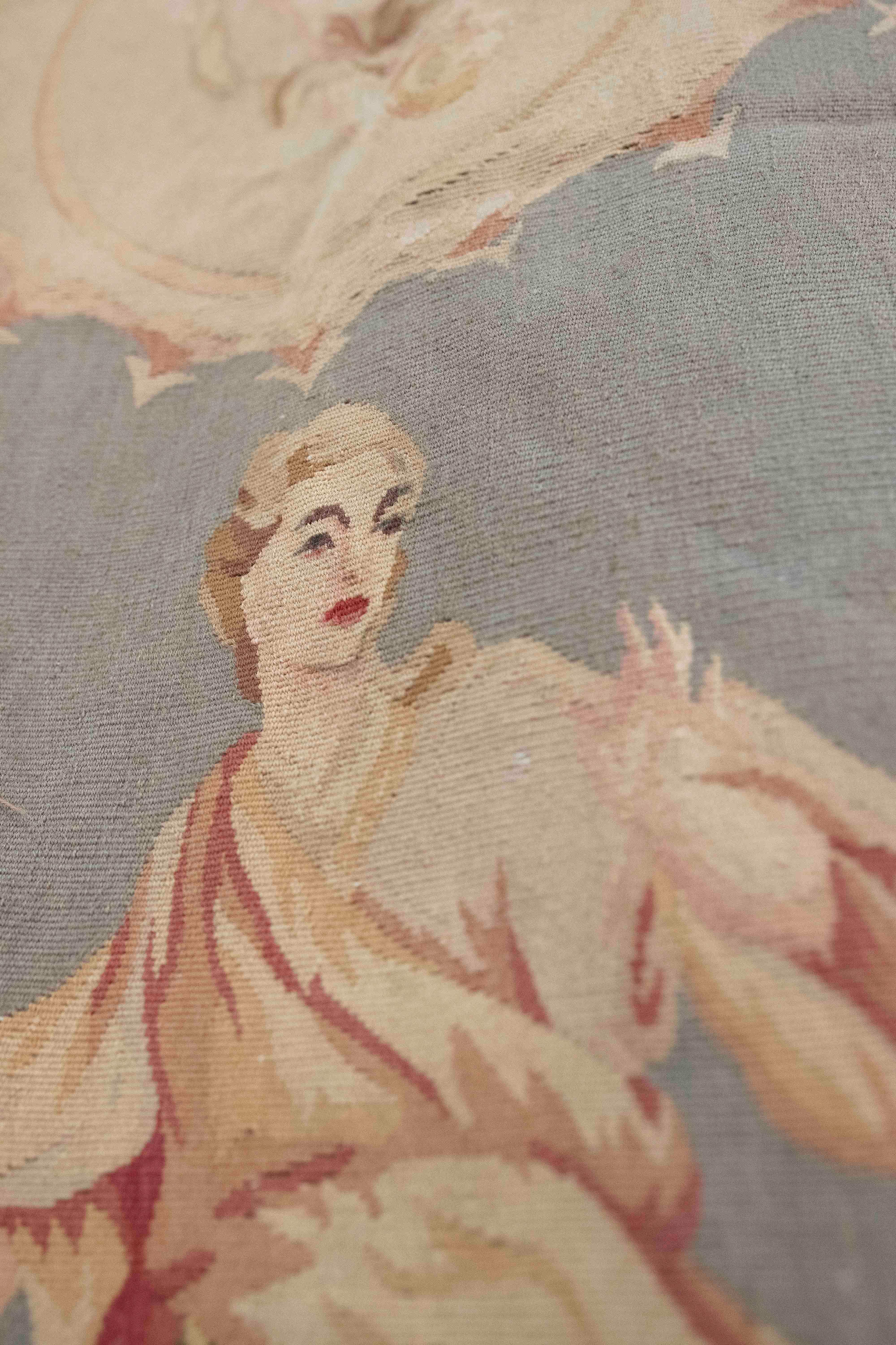 Cotone Arazzo in stile rococò classico degli anni '90 con allegoria femminile in vendita
