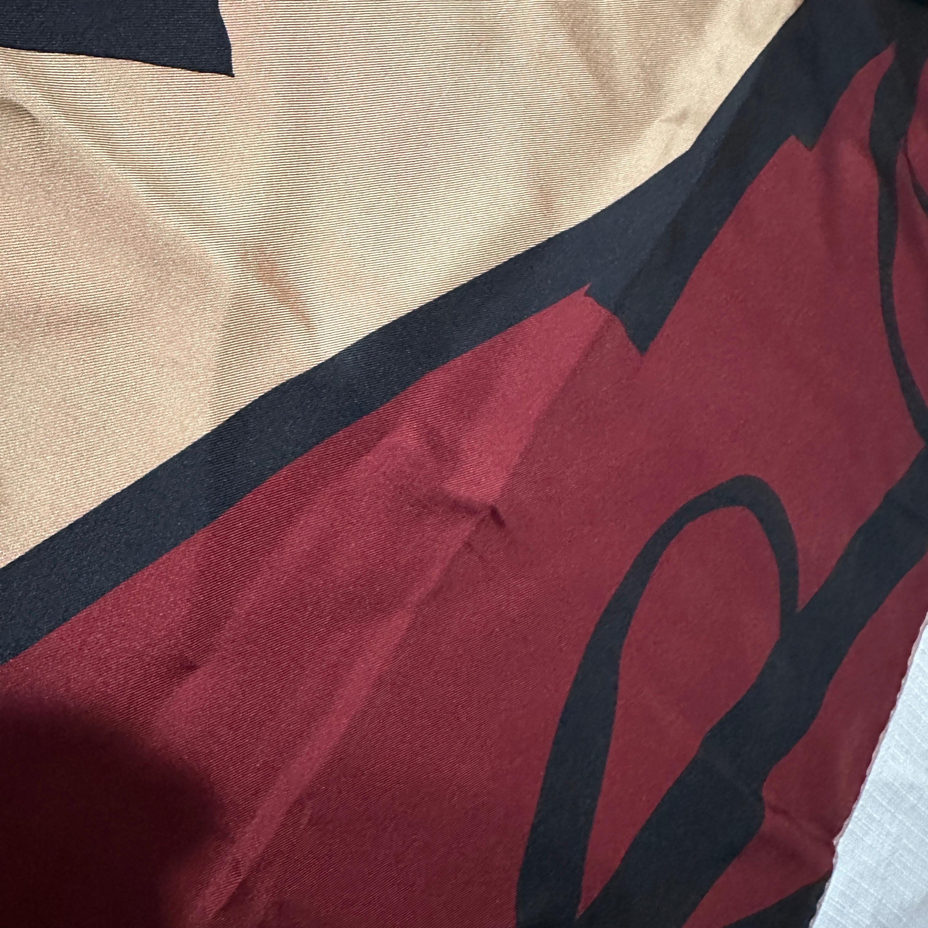 Marrone 1990s Classic Silk Scarf by Valentino in vendita