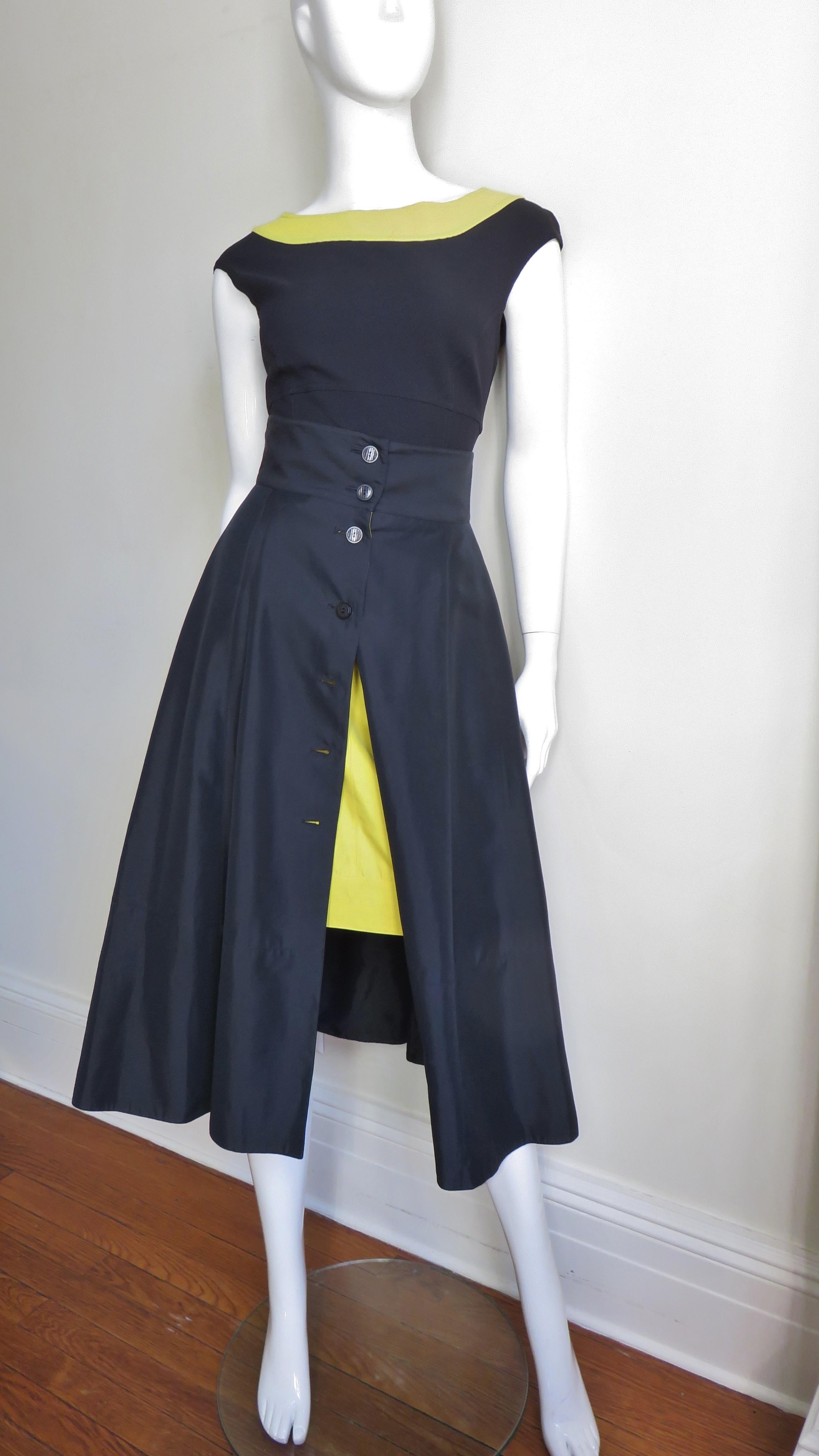 Black 1990s Claude Montana Full Skirt, Pencil Skirt and Bodysuit Set