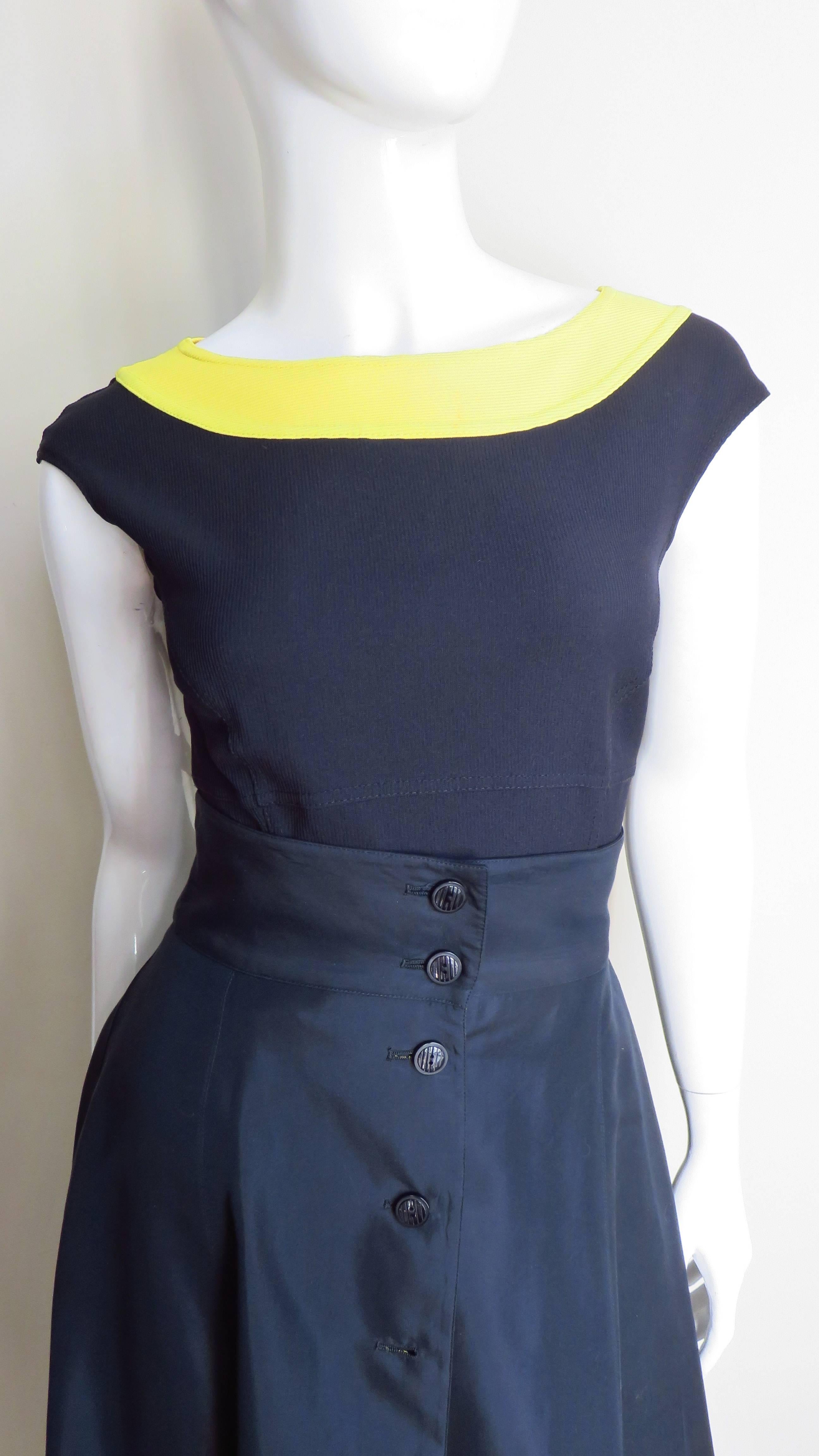 Black Claude Montana Color Block Full Skirt, Pencil Skirt and Bodysuit Set For Sale