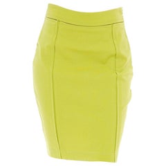 Vintage 1990S CLAUDE MONTANA Lime Green Poly Blend Stretch Body-Con Pencil Skirt