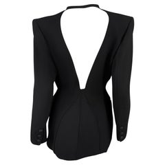 Giacca blazer anni '90 di Claude Montana con spacco sul retro e ritaglio nero