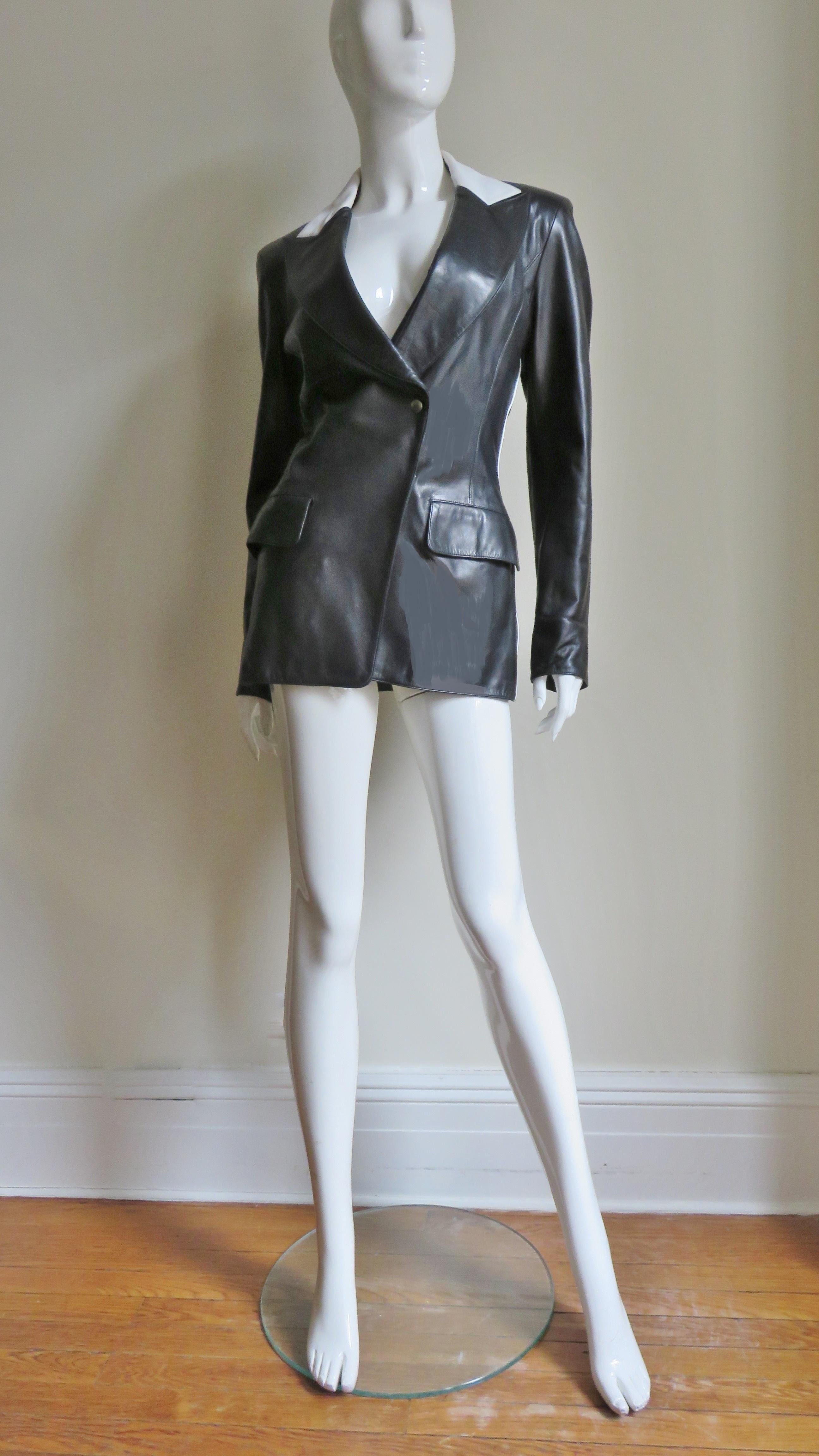 Claude Montana Leather Color Block Jacket In Good Condition In Water Mill, NY