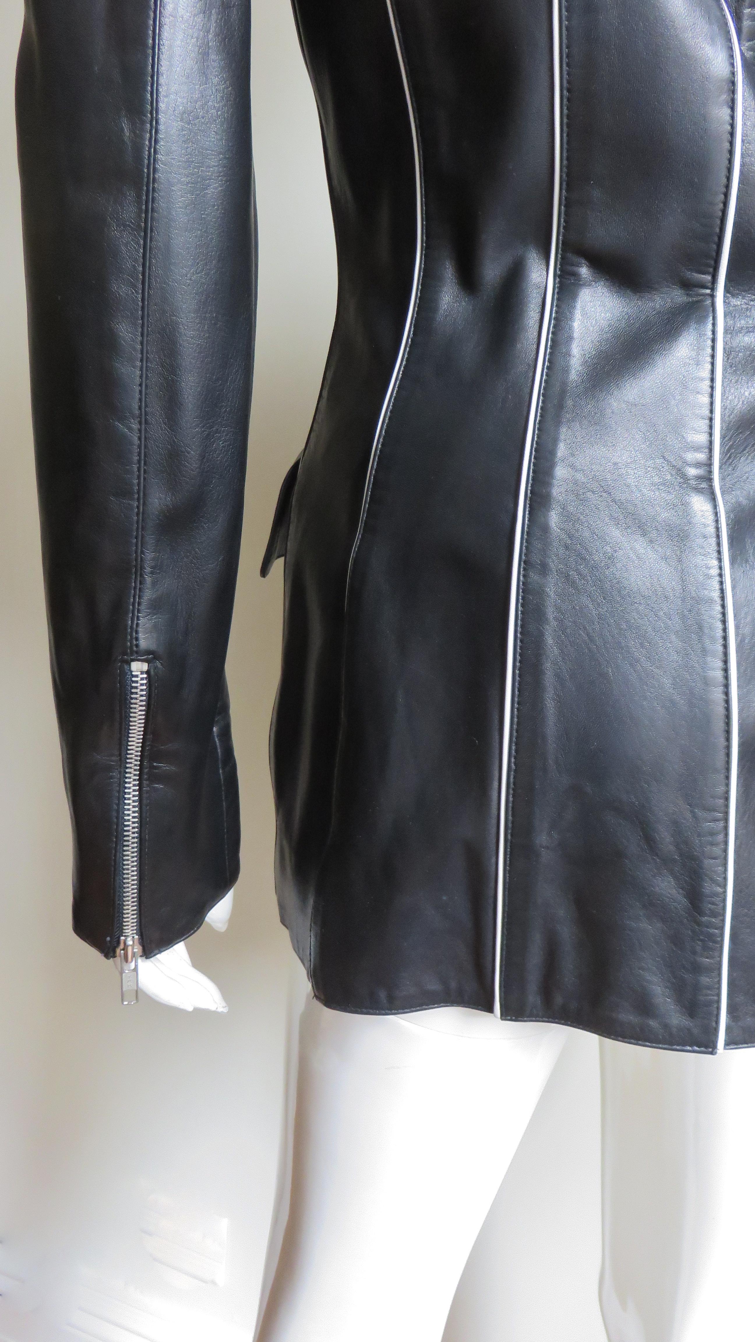 Claude Montana Leather Color Block Jacket 4