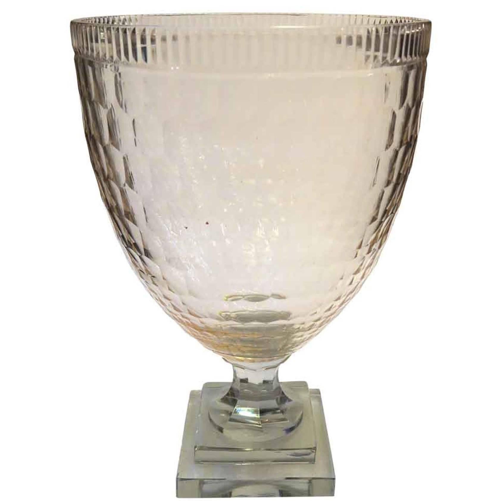 1990s Clear Crystal Urn Vase