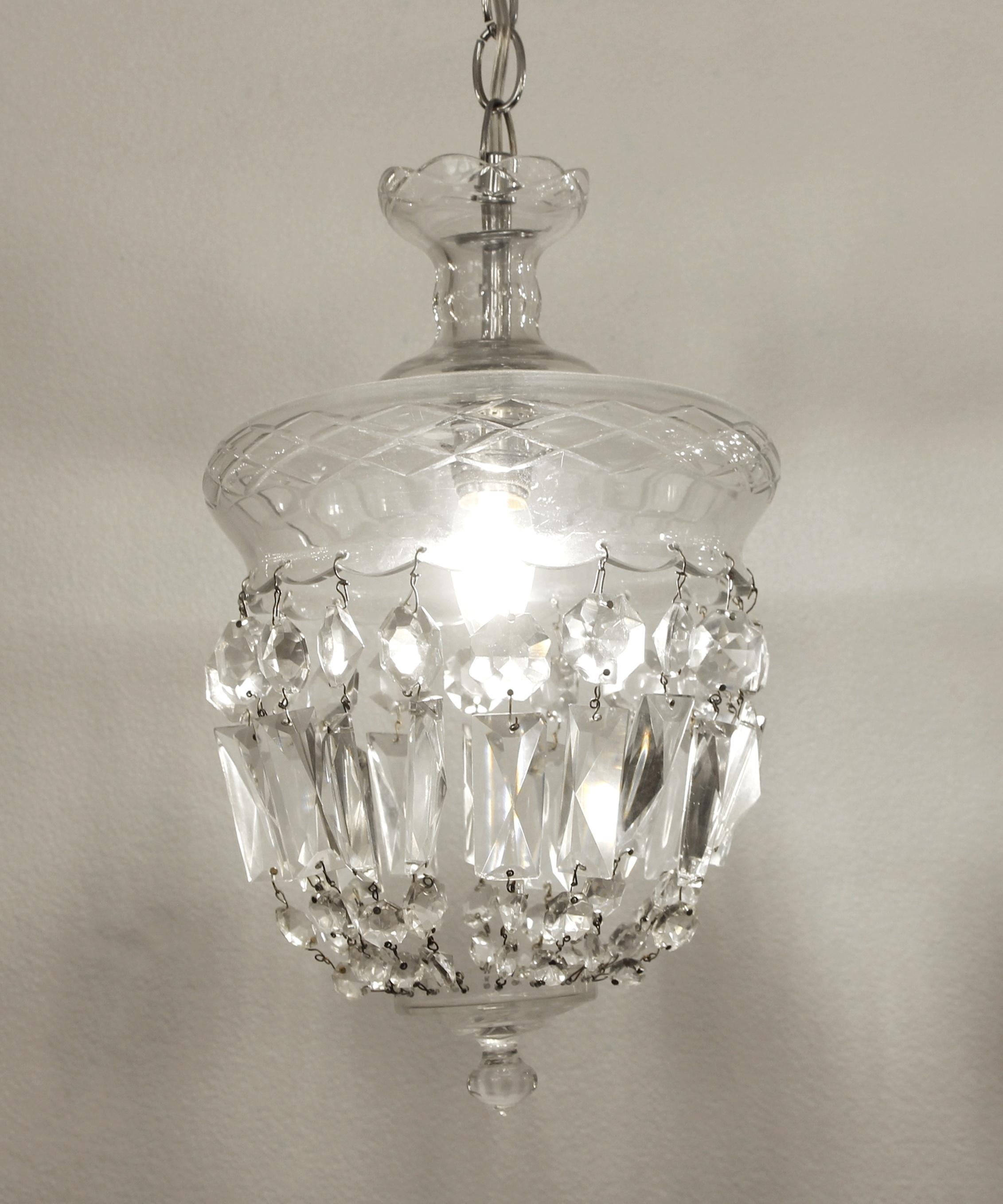 Late 20th Century 1990s Clear Glass Bell Jar Style Down Pendant Light