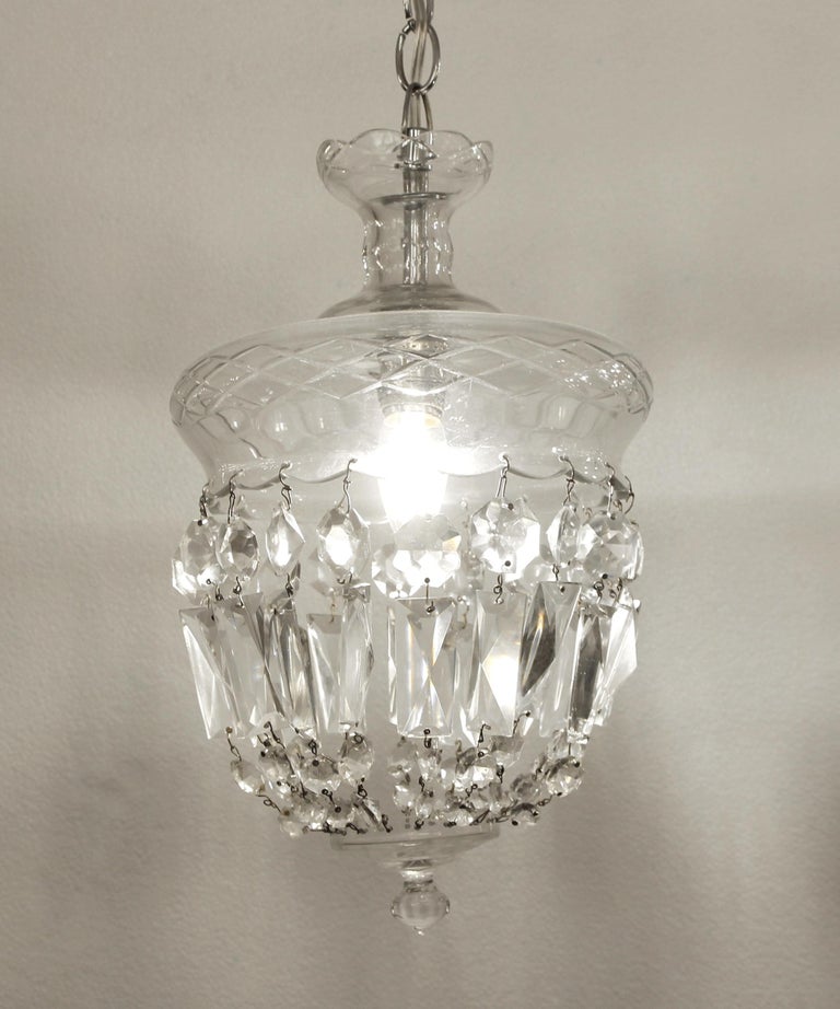 1990s Clear Glass Bell Jar Style Down Pendant Light For ...