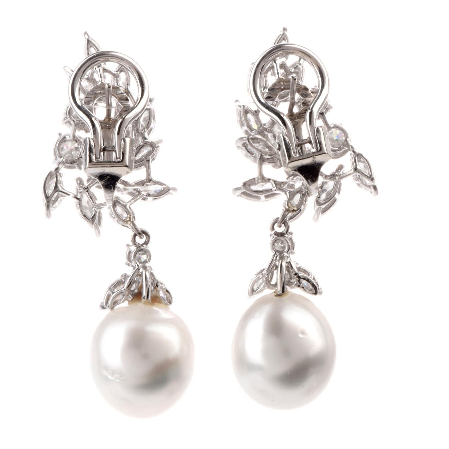 diamond pearl drop earrings