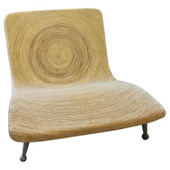 1990s Coconut Wicker Low Lounge Chair by Clayton Tugonon for Snug