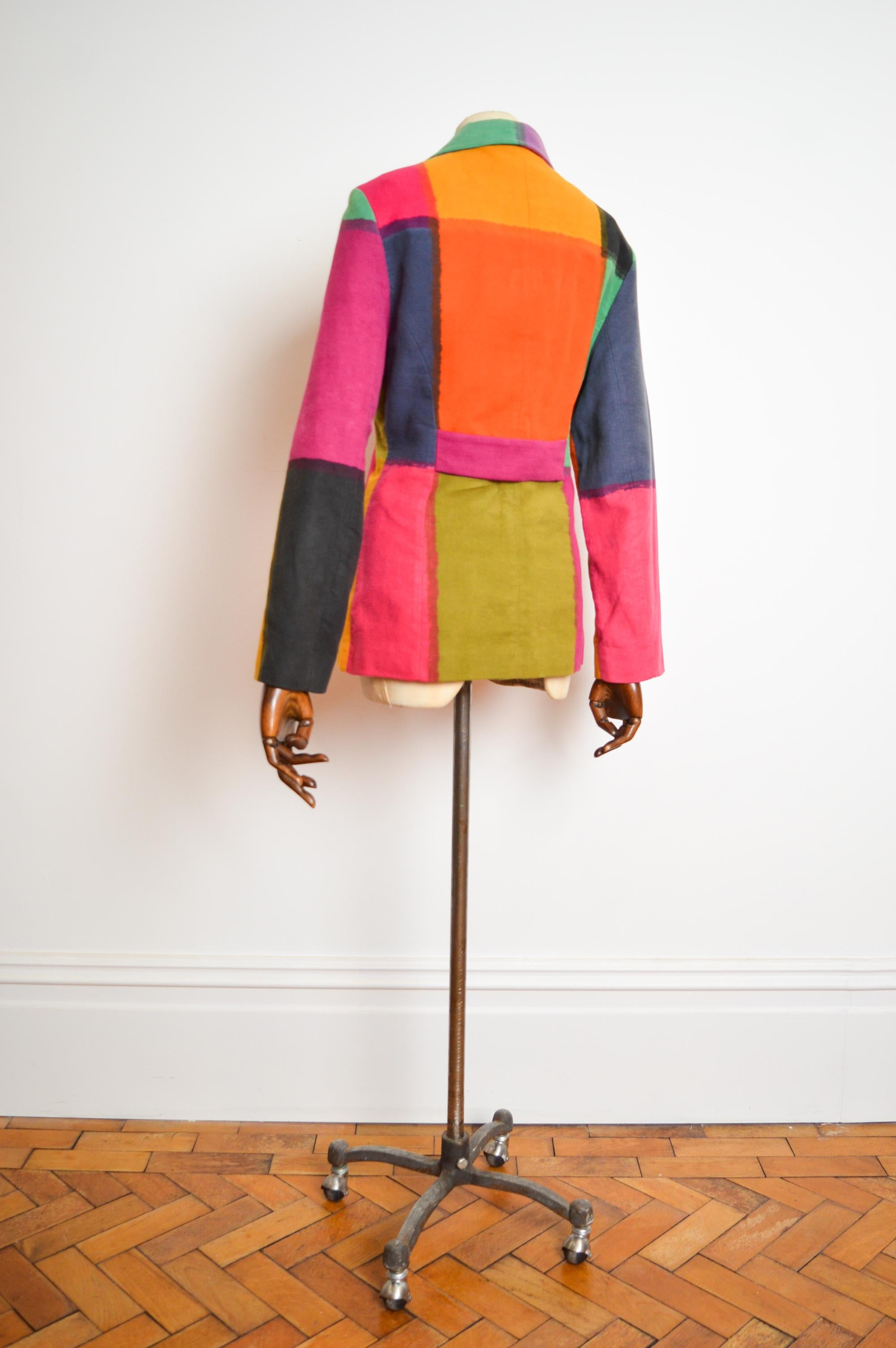 1990's Colourful Cheap & Chic Franco Moschino Blazer Vintage Rainbow Jacket For Sale 7