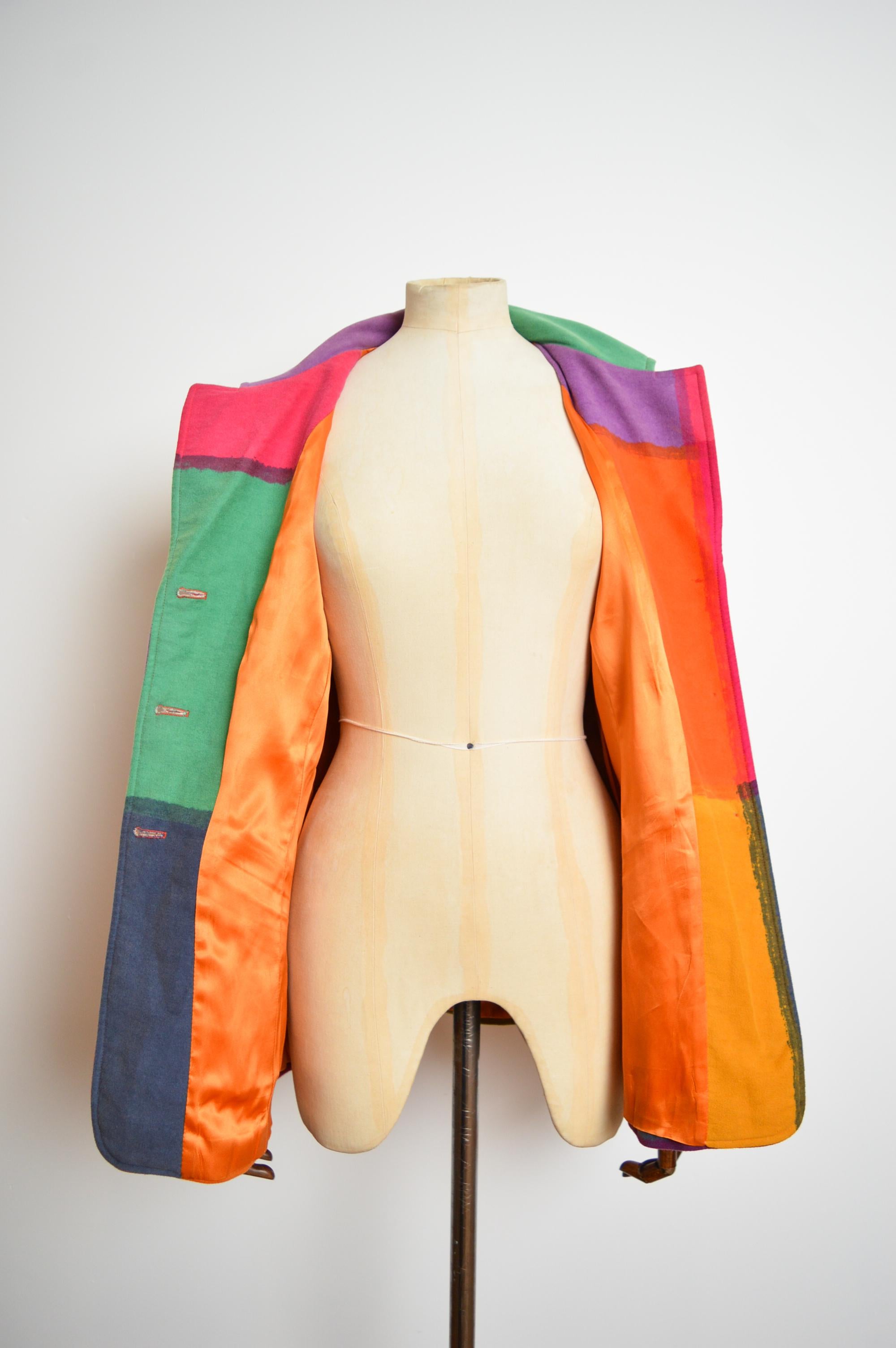 1990's Colourful Cheap & Chic Franco Moschino Blazer Vintage Rainbow Jacket For Sale 9