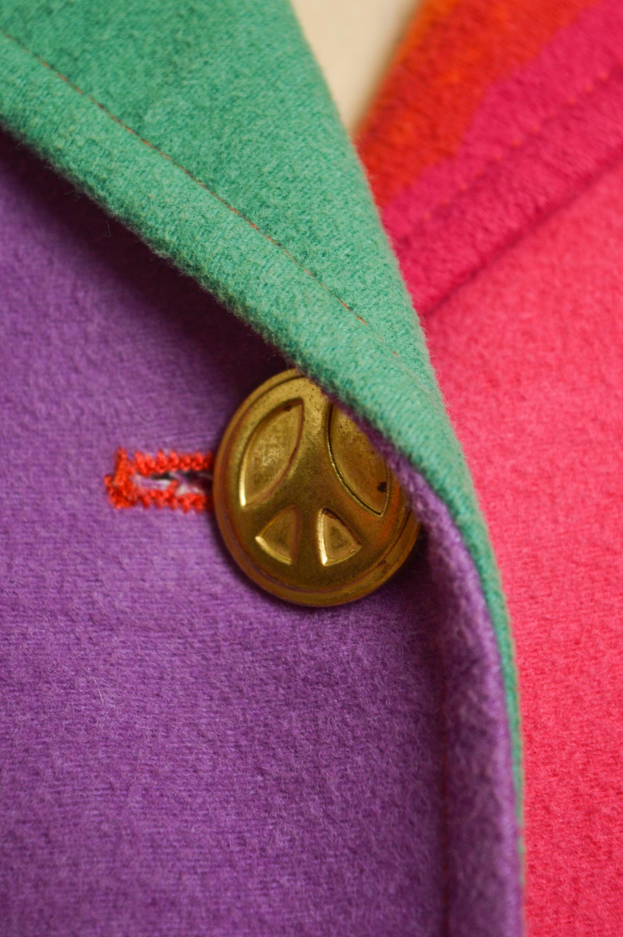1990's Colourful Cheap & Chic Franco Moschino Blazer Vintage Rainbow Jacket In Good Condition For Sale In Sheffield, GB