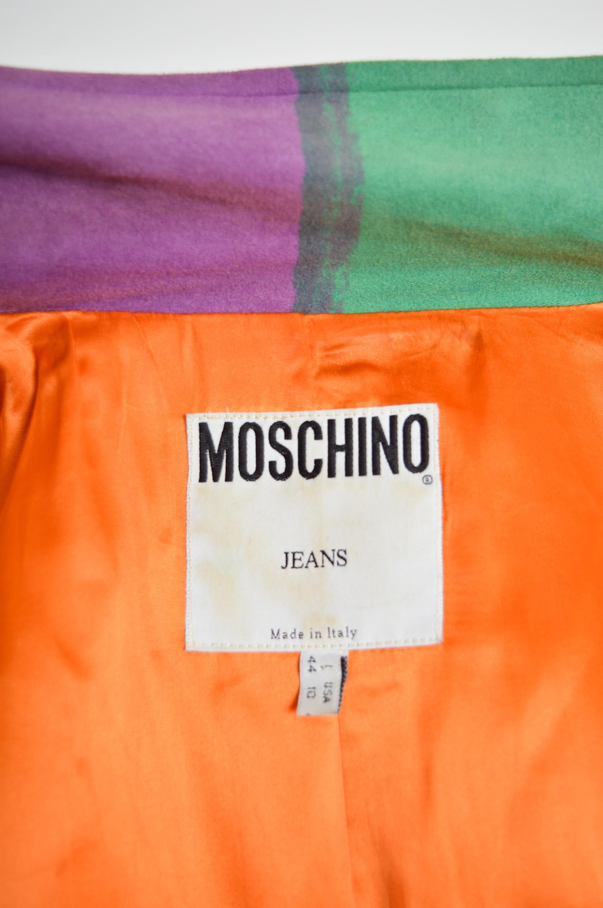 1990's Colourful Cheap & Chic Franco Moschino Blazer Vintage Rainbow Jacket For Sale 3