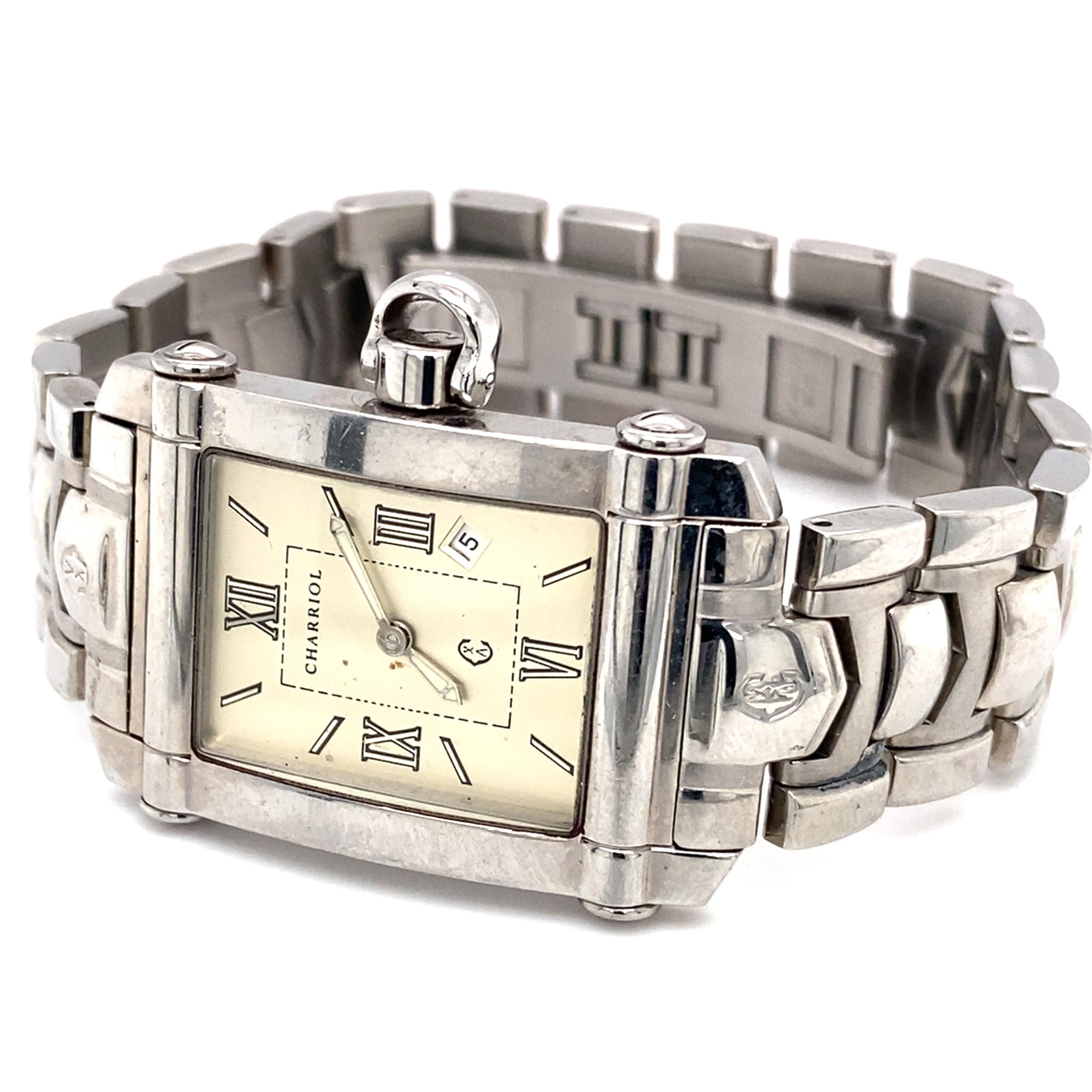 Women's or Men's 1990s Colvmbvs Charriol Stainless Steel Watch 