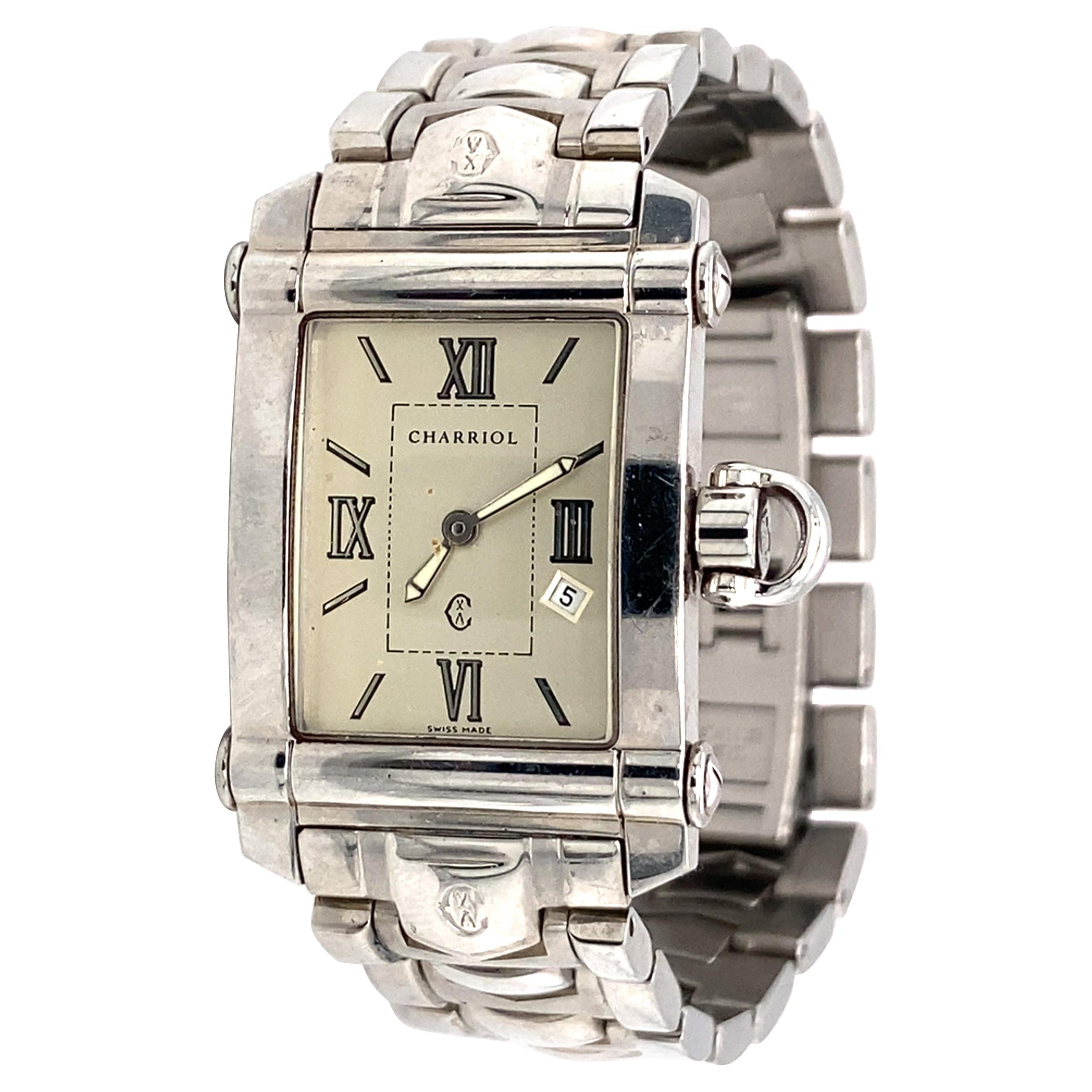 1990s Colvmbvs Charriol Stainless Steel Watch 
