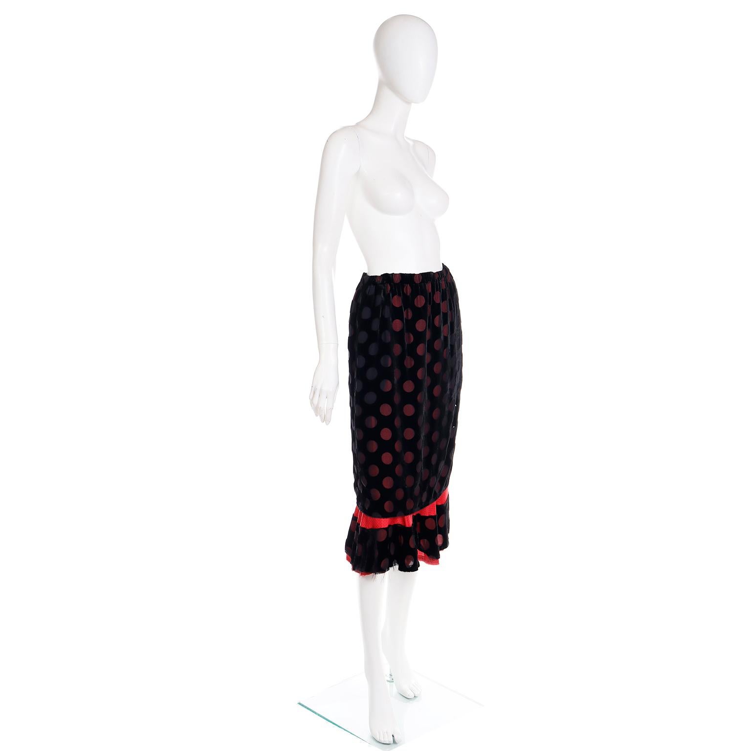 1990s Comme des Garcons Black and Red Polka Dot Layered Skirt In Excellent Condition For Sale In Portland, OR