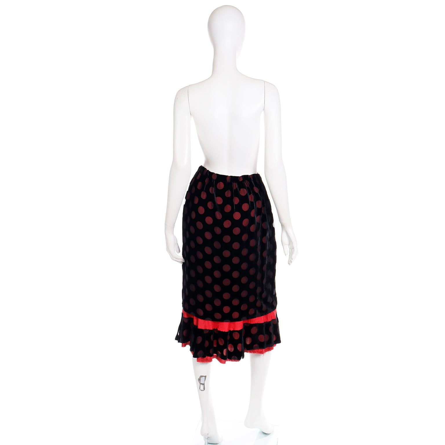 Women's 1990s Comme des Garcons Black and Red Polka Dot Layered Skirt For Sale