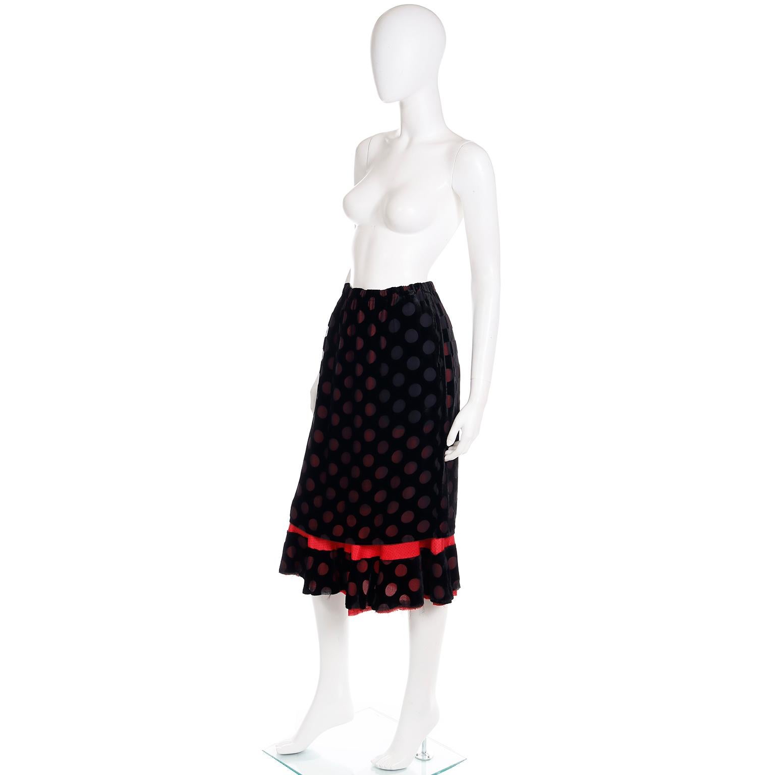 1990s Comme des Garcons Black and Red Polka Dot Layered Skirt For Sale 1
