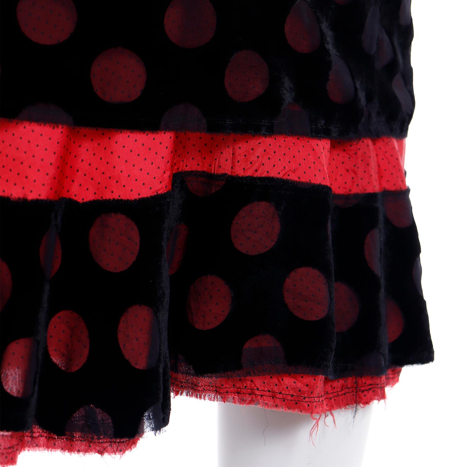 1990s Comme des Garcons Black and Red Polka Dot Layered Skirt For Sale 2