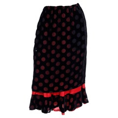 1990s Comme des Garcons Black and Red Polka Dot Layered Skirt