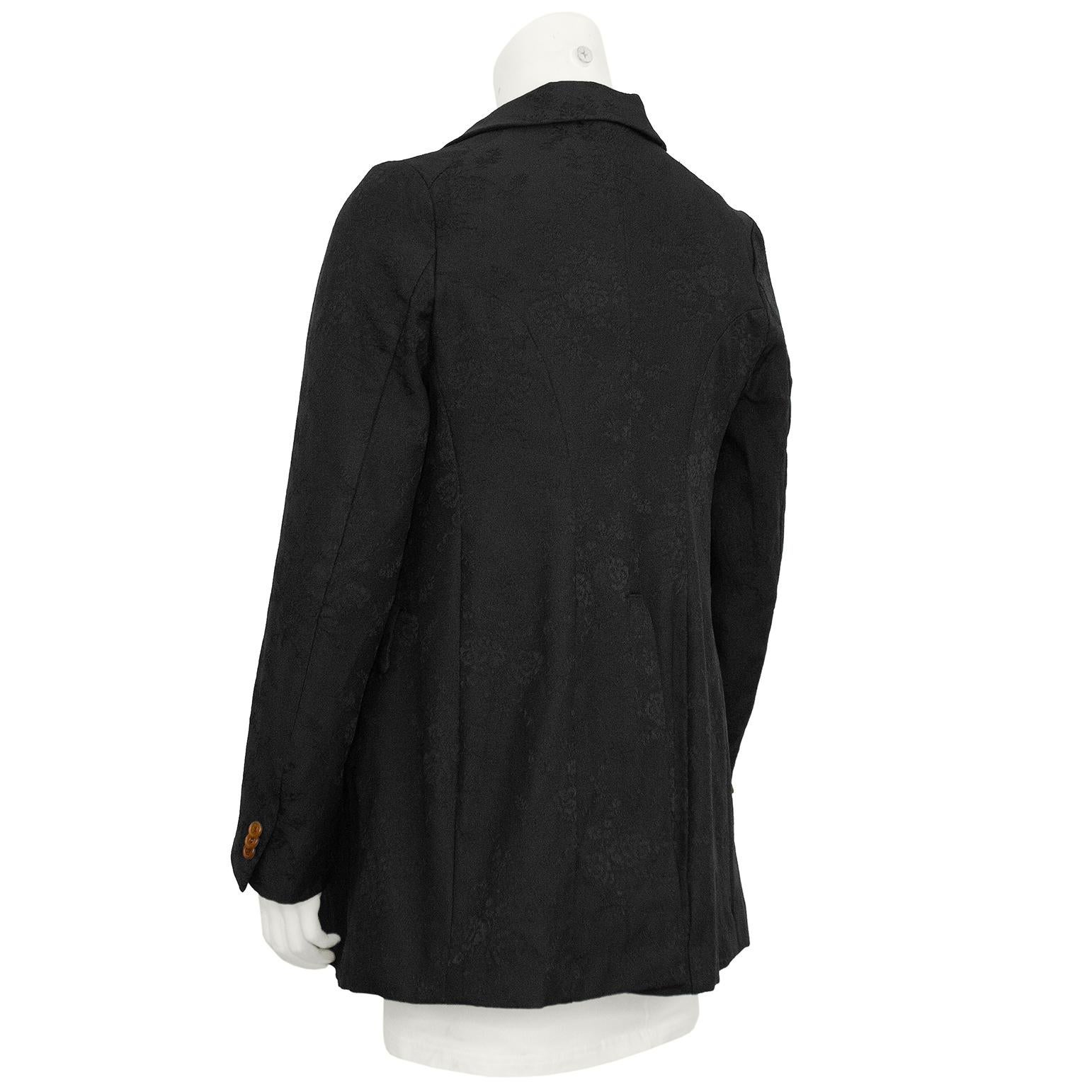 2015 Comme des Garçons Black Jacquard Blazer with Applique In Good Condition In Toronto, Ontario