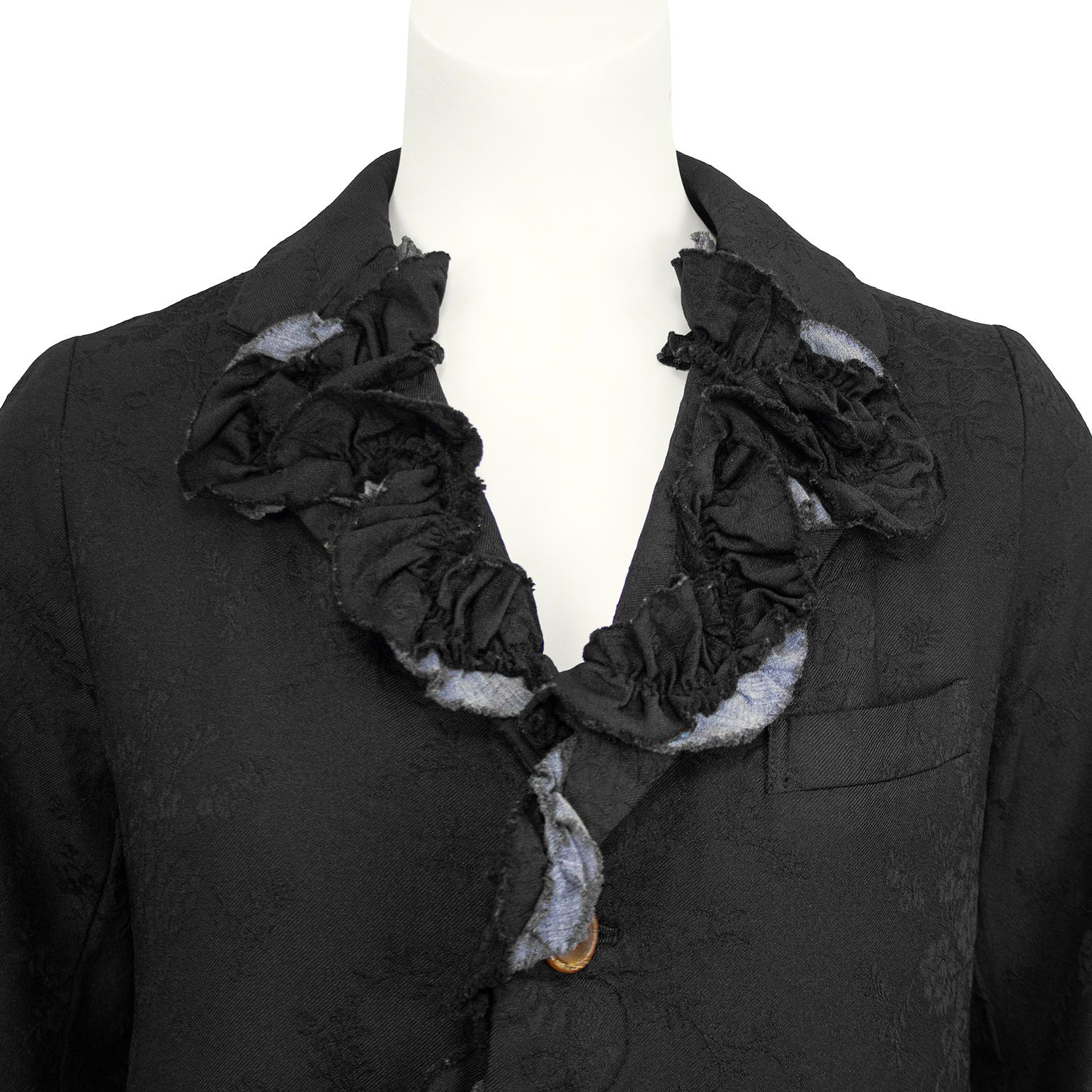 Women's or Men's 2015 Comme des Garçons Black Jacquard Blazer with Applique