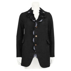 2015 Comme des Garçons Black Jacquard Blazer with Applique