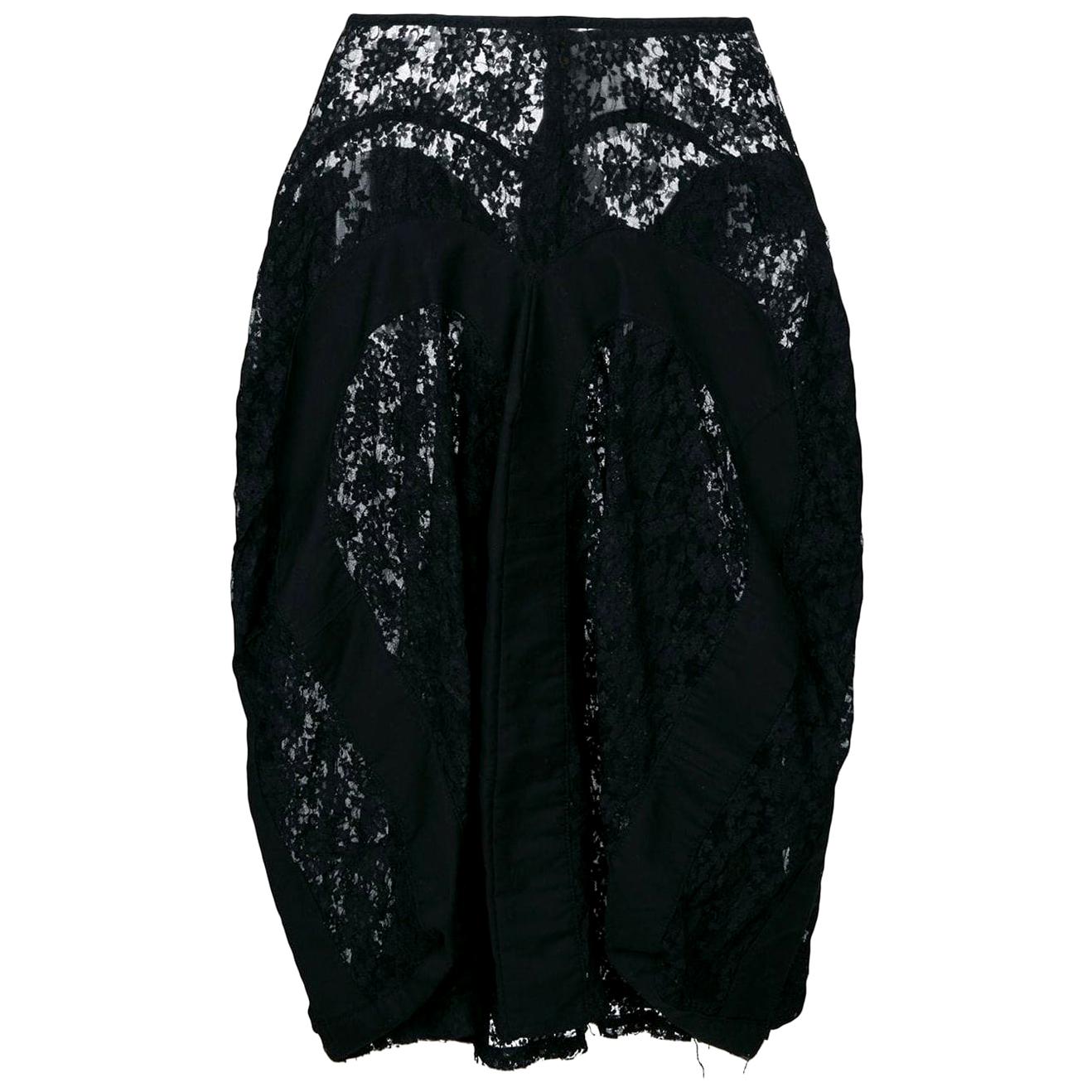 1990s Comme des Garçons Black Lace Vintage Skirt 