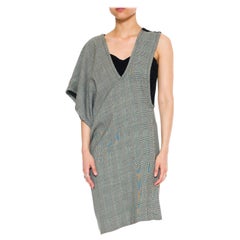Vintage 1990S COMME DES GARCONS Black & White Wool Glenplaid Pinafore Style Dress With